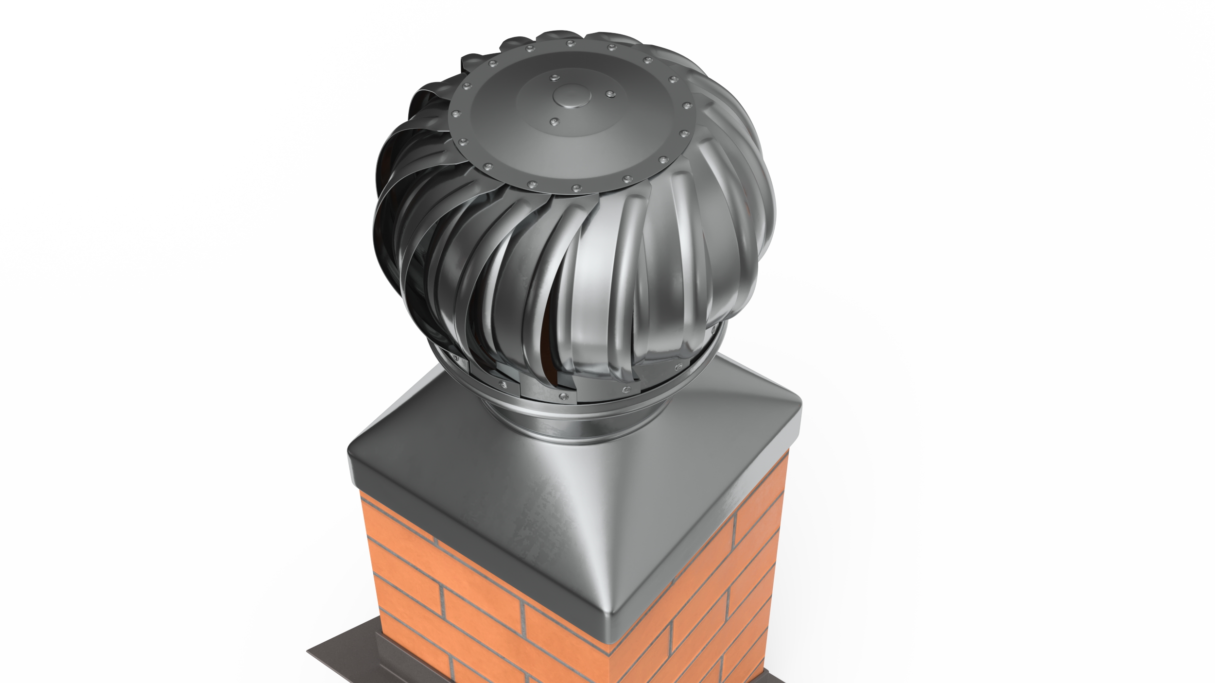 Masonry Chimney with Spherical Cowl Corner Base 3D