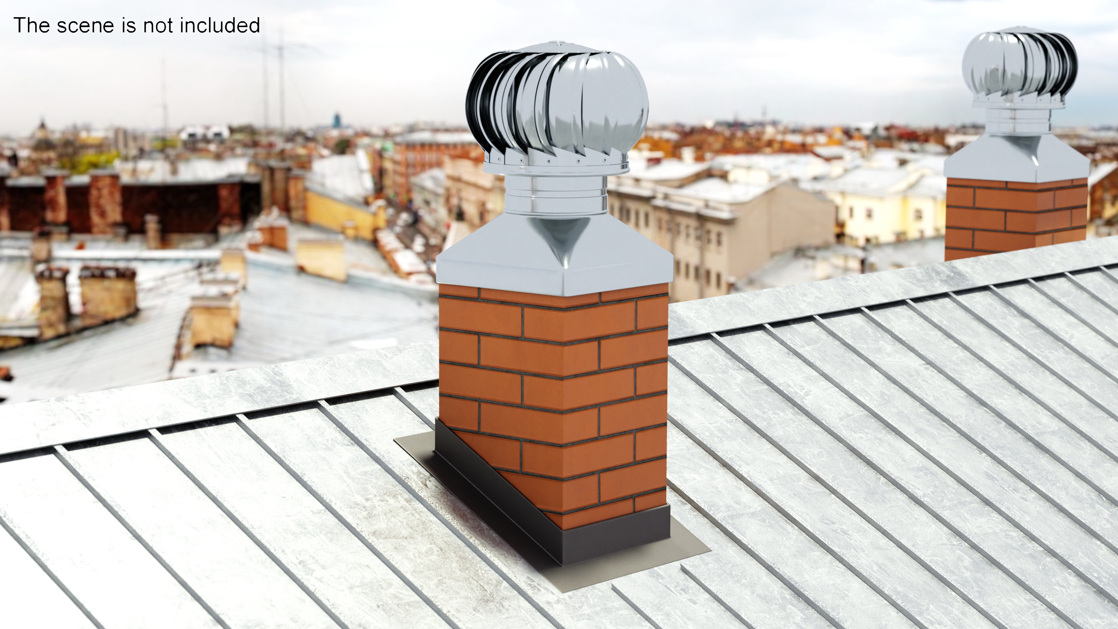 Masonry Chimney with Spherical Cowl Corner Base 3D