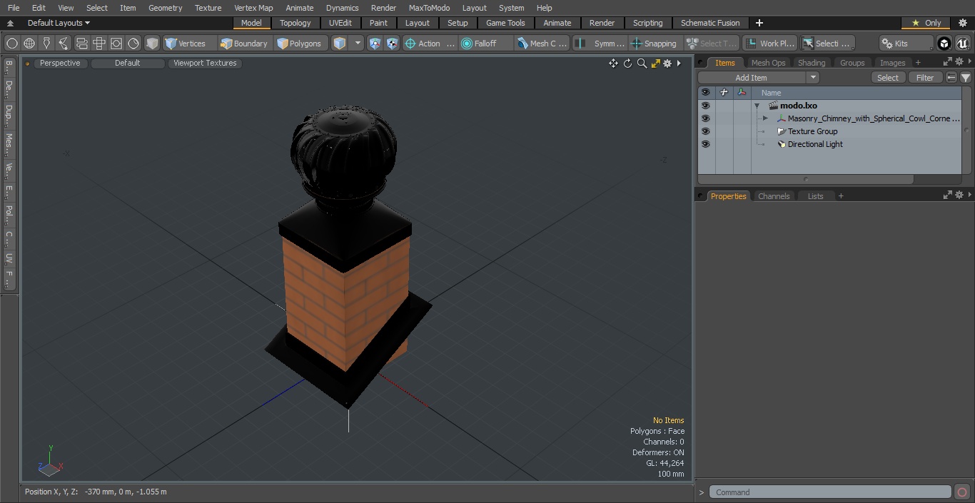 Masonry Chimney with Spherical Cowl Corner Base 3D