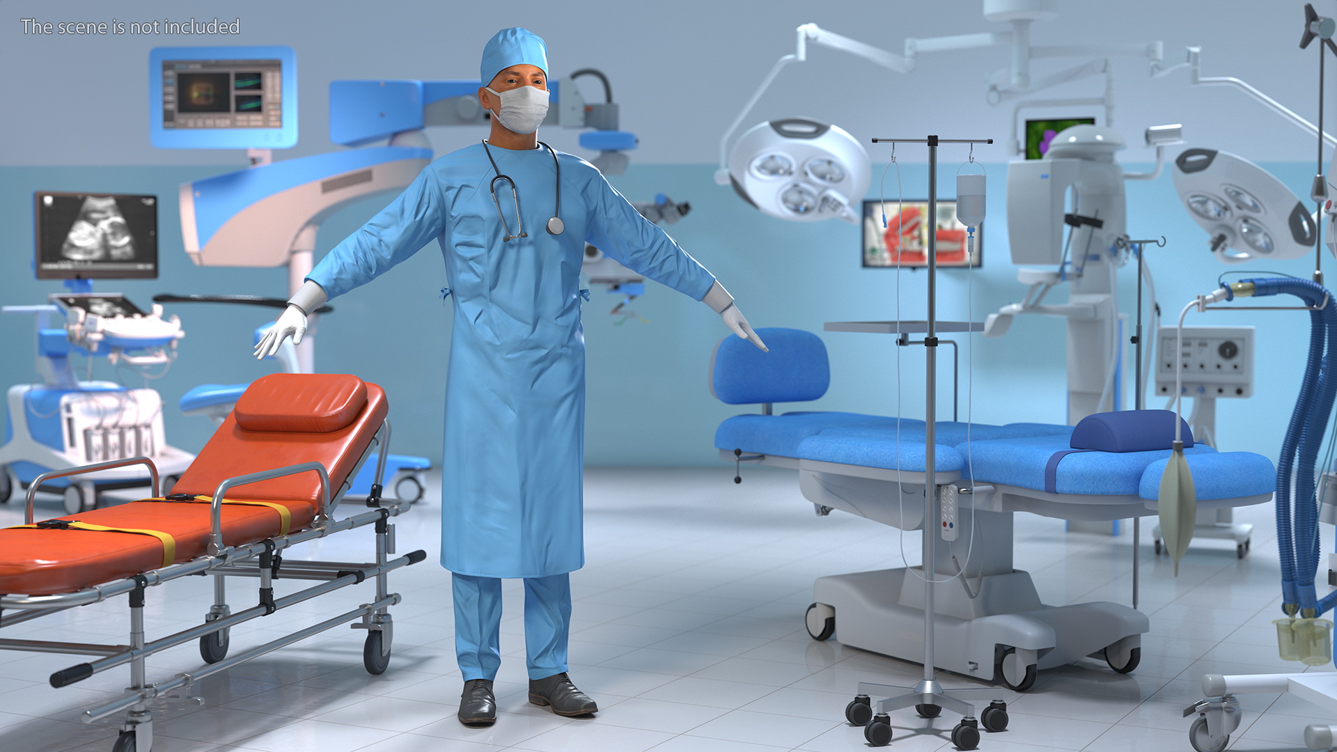 3D model Male Surgeon In Mask