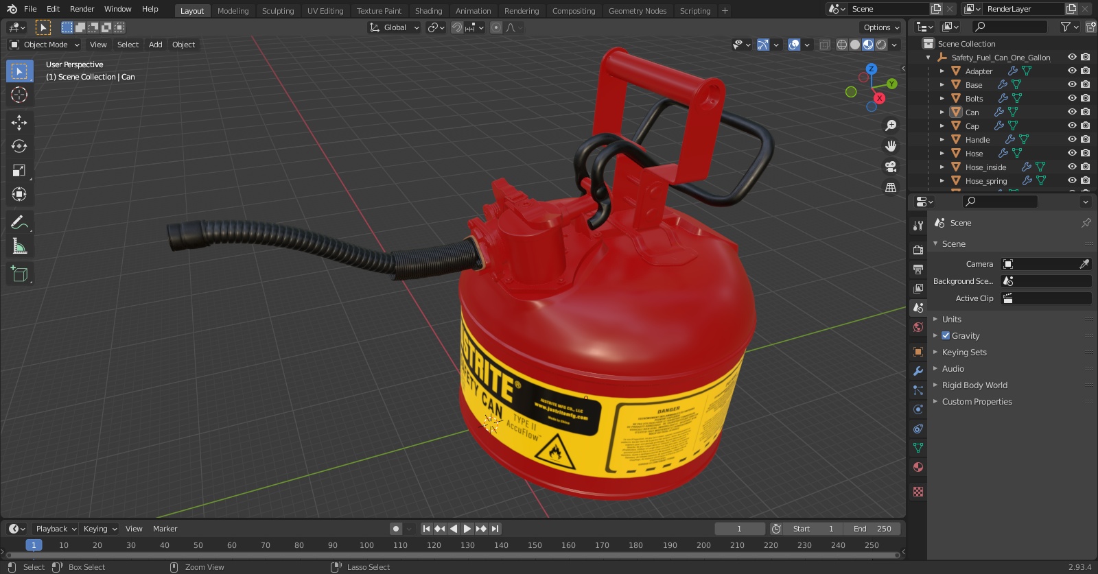 3D model Safety Fuel Can One Gallon Red