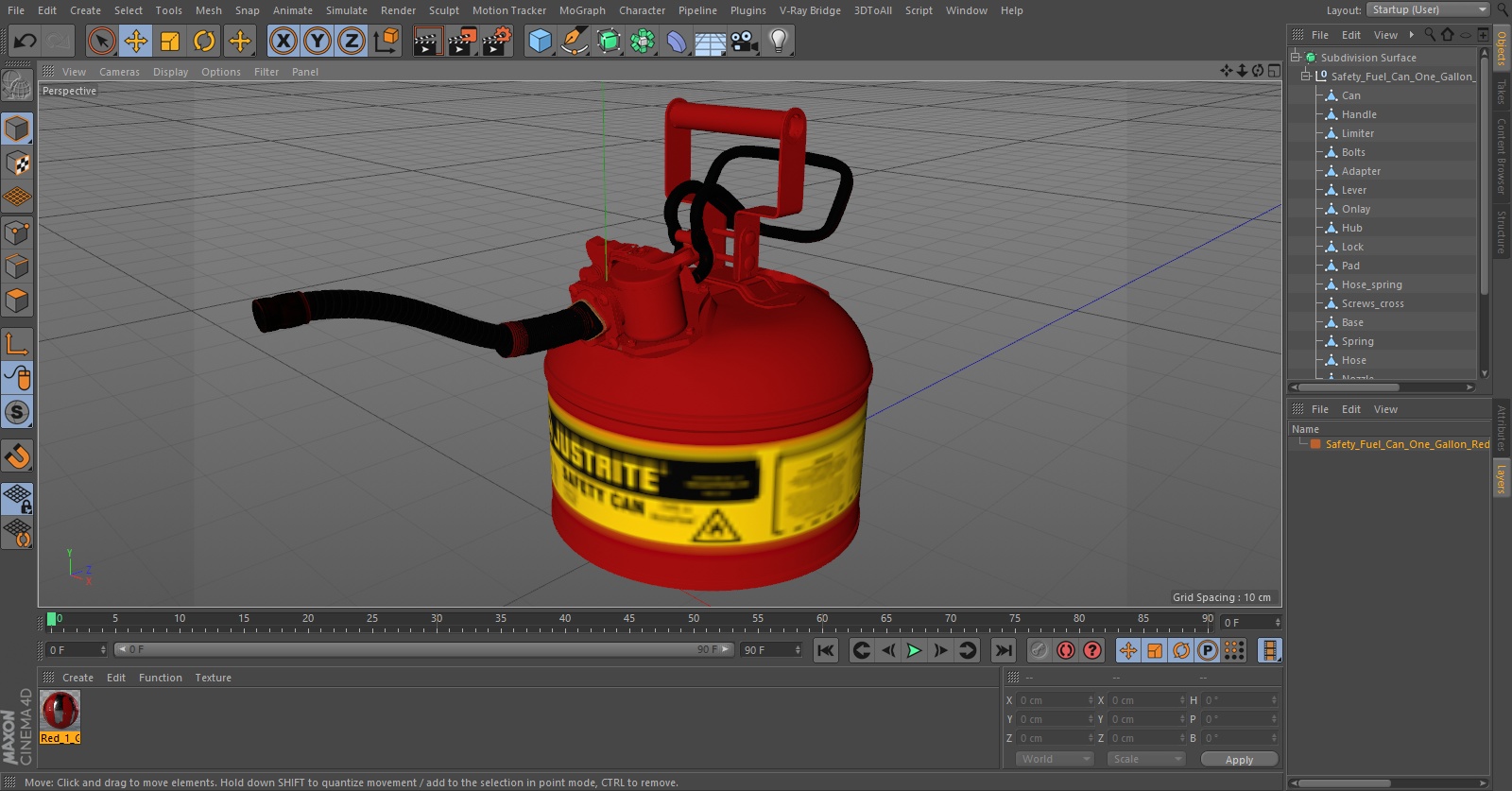 3D model Safety Fuel Can One Gallon Red