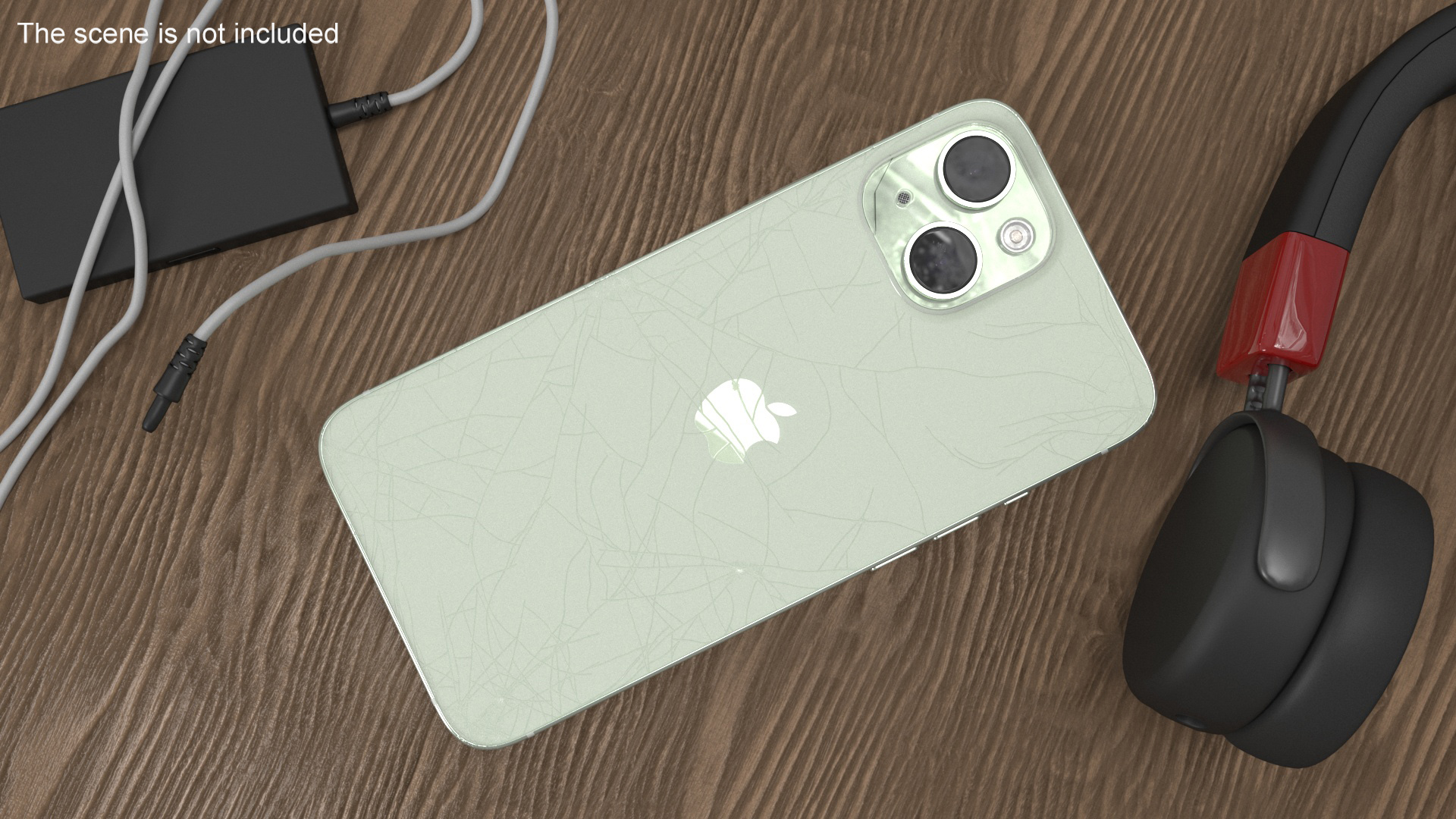 3D Green IPhone 15 Plus Damaged model
