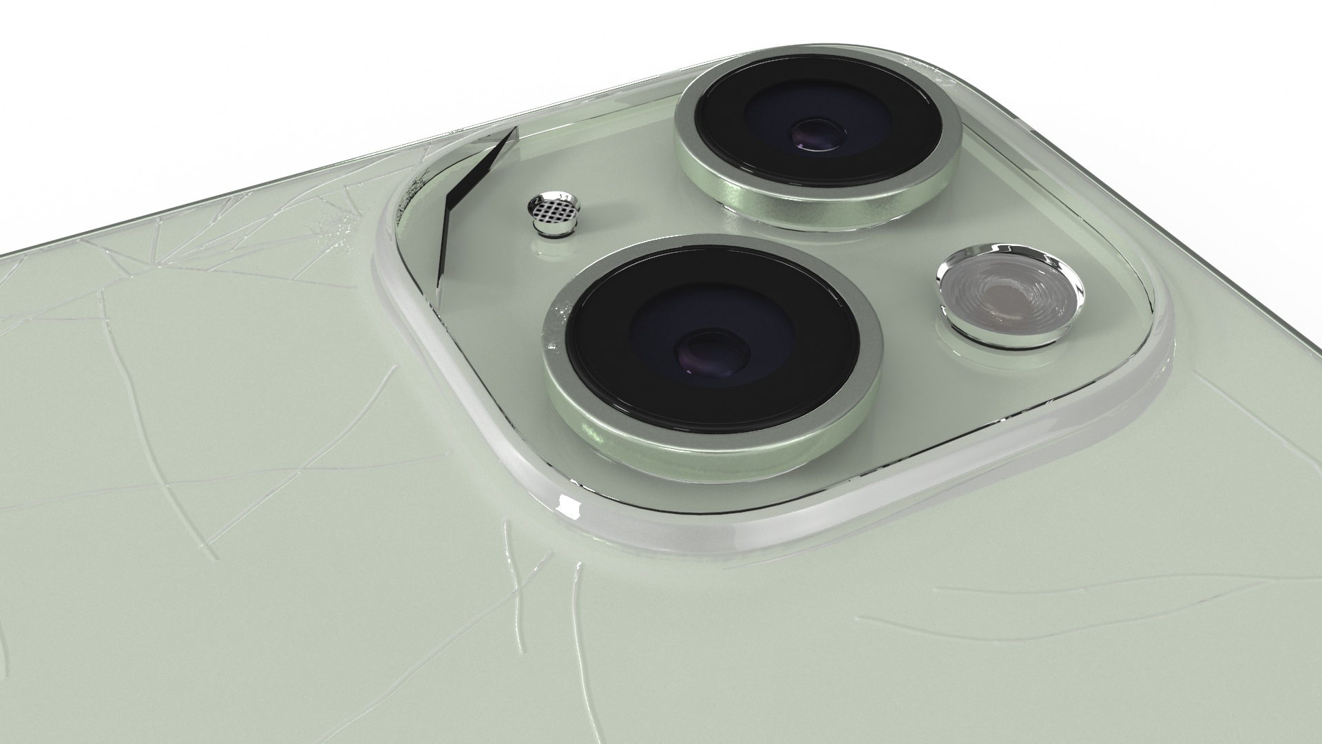 3D Green IPhone 15 Plus Damaged model