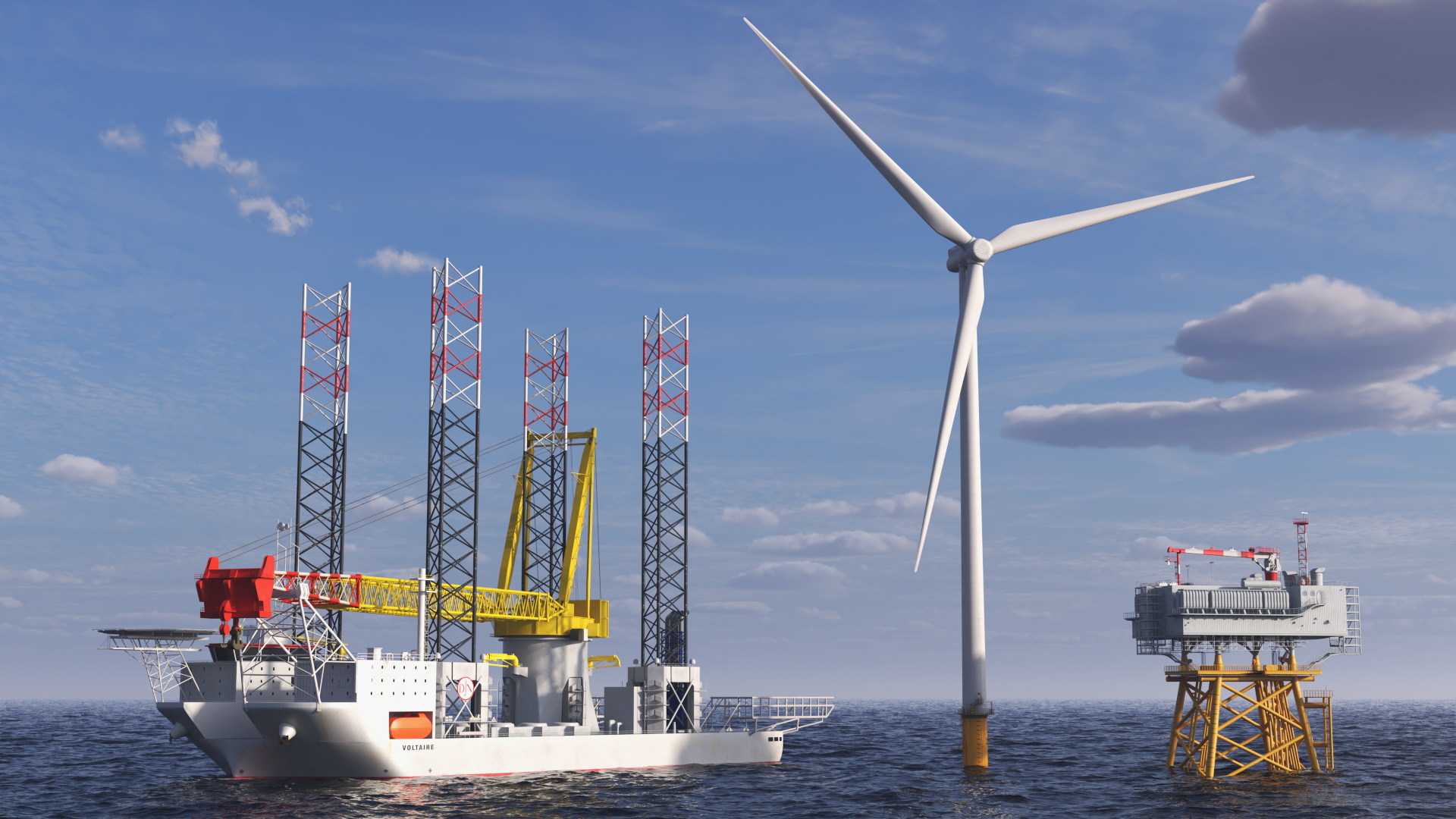 3D Voltaire Jack Up Vessels Offshore Wind Farm Installation
