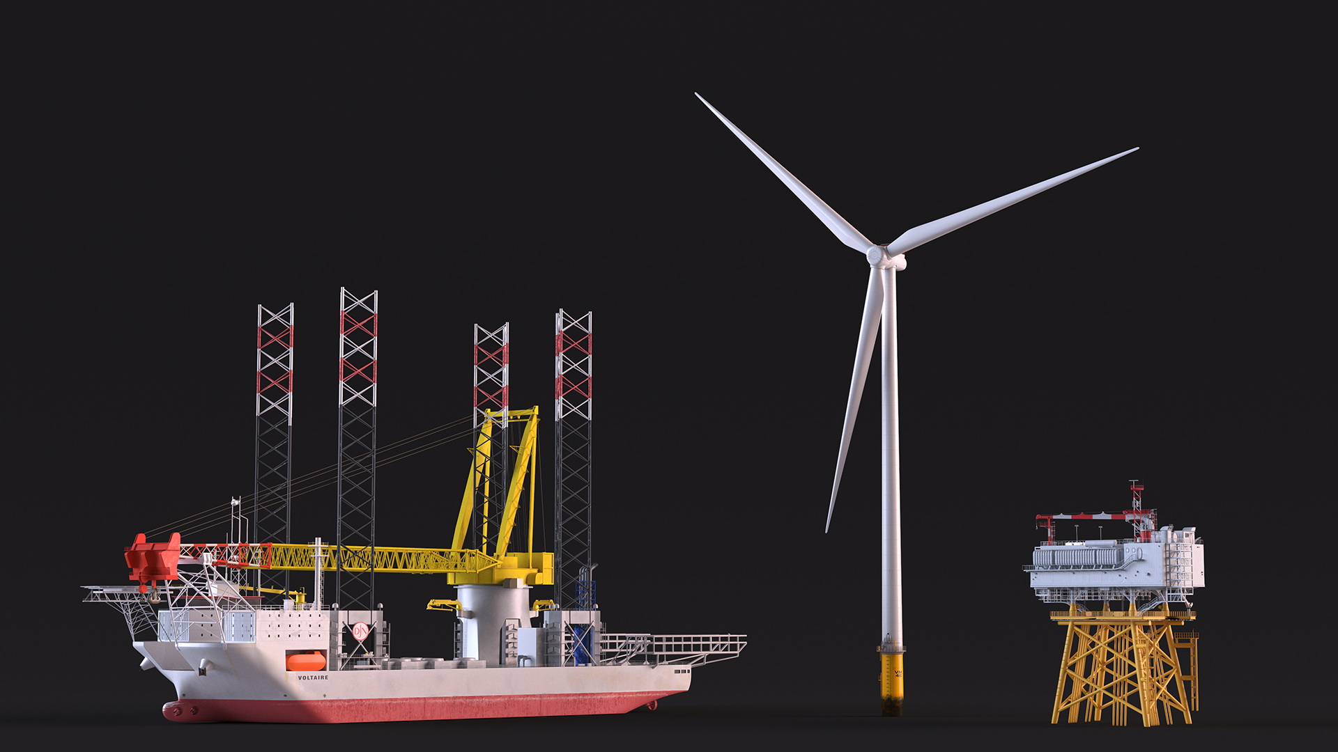 3D Voltaire Jack Up Vessels Offshore Wind Farm Installation