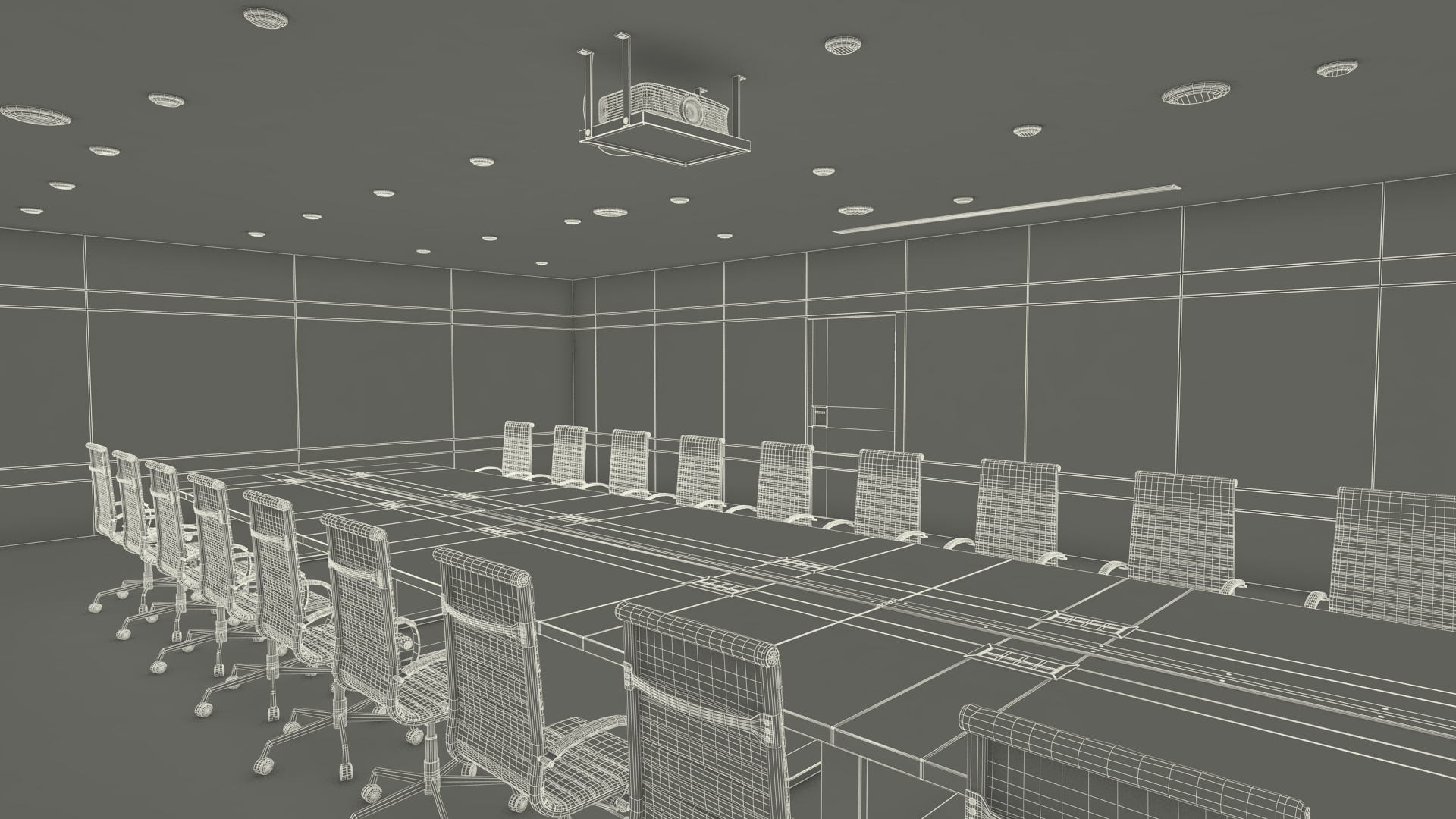 3D Meeting Room Wooden With Filling Light model