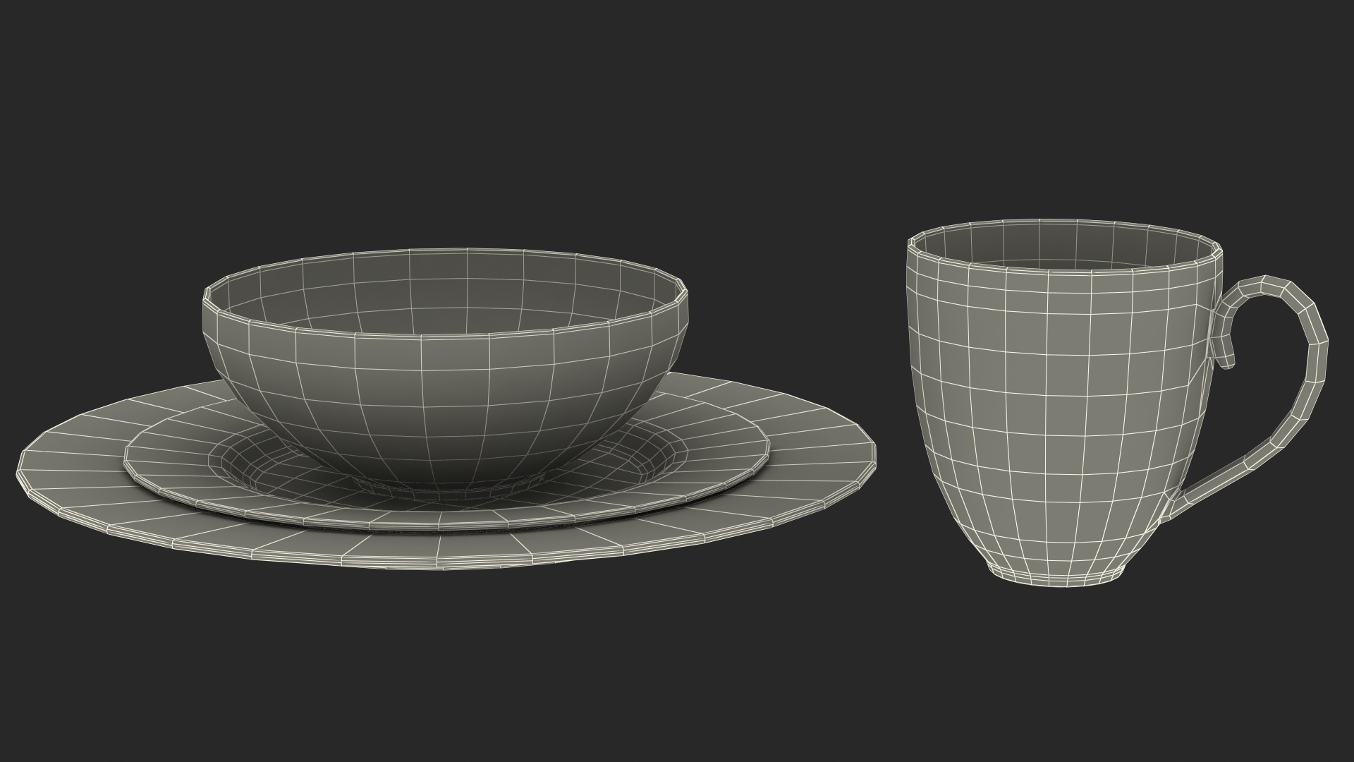 Black and Gold Dinnerware Set 3D model
