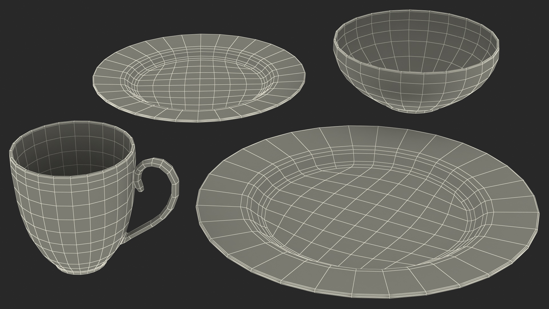 Black and Gold Dinnerware Set 3D model