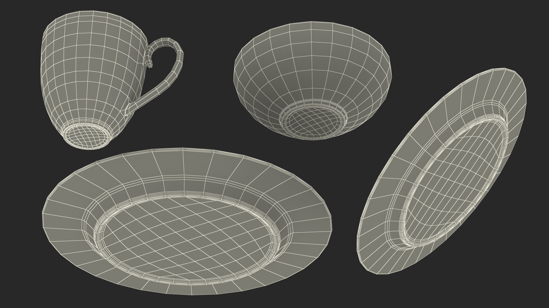 Black and Gold Dinnerware Set 3D model