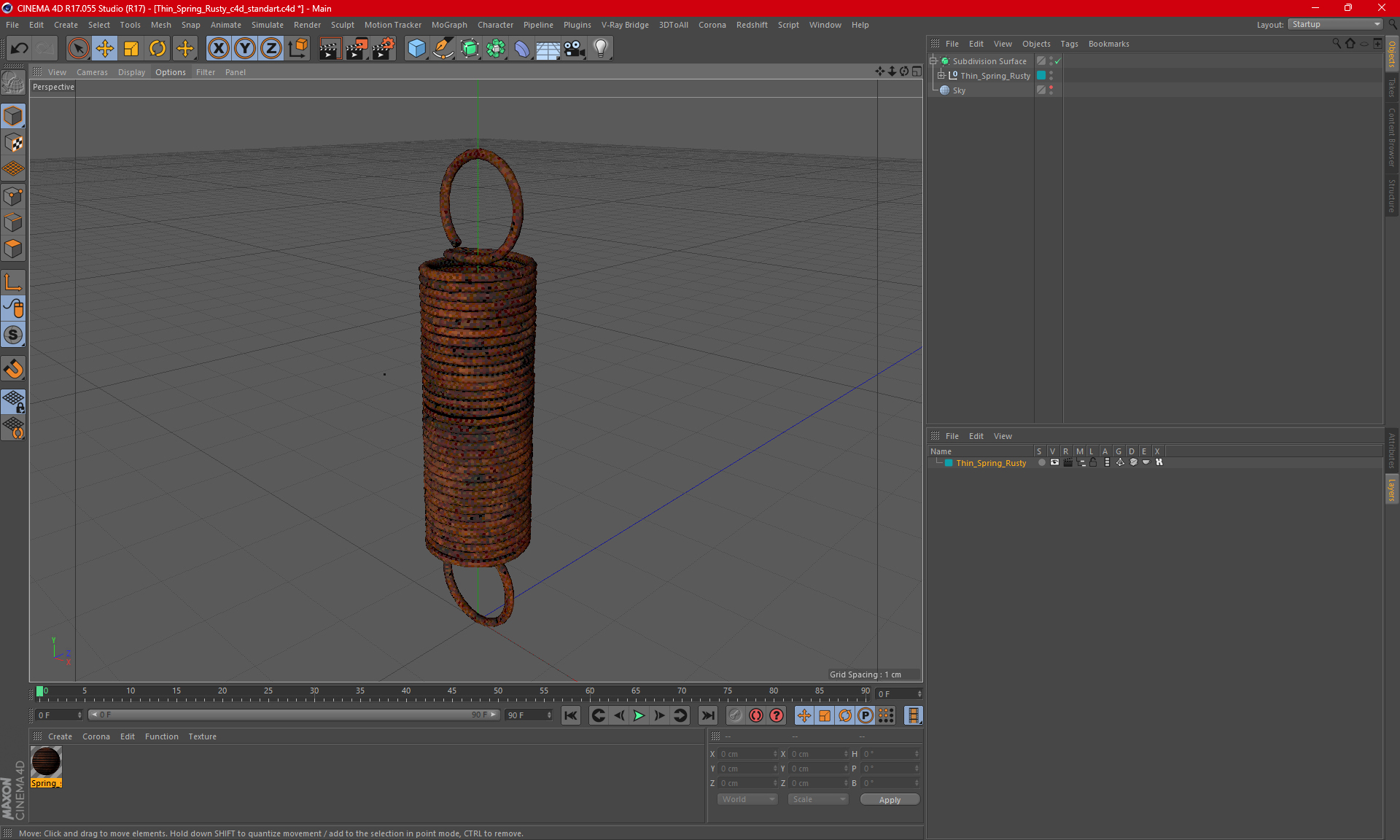 Thin Spring Rusty 3D