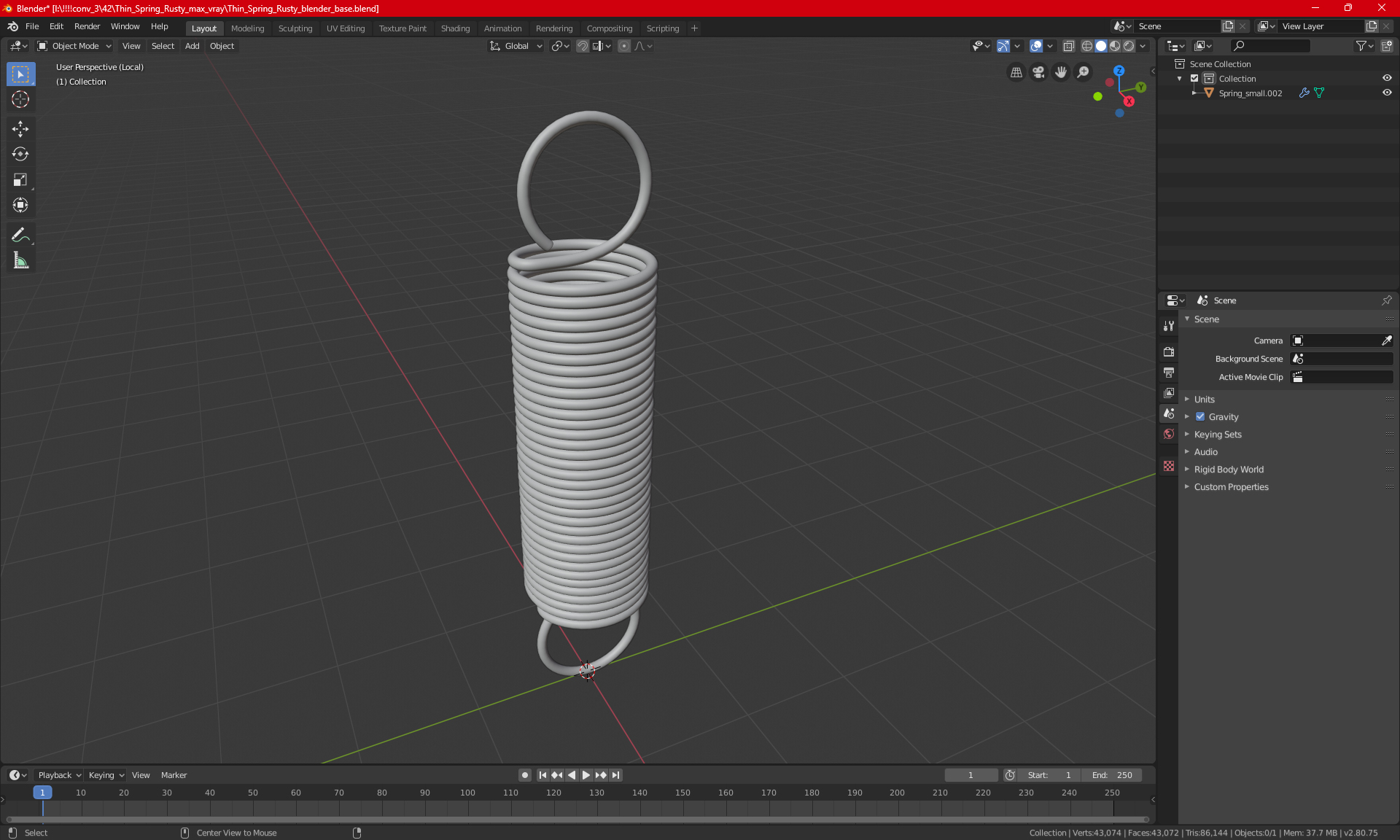 Thin Spring Rusty 3D