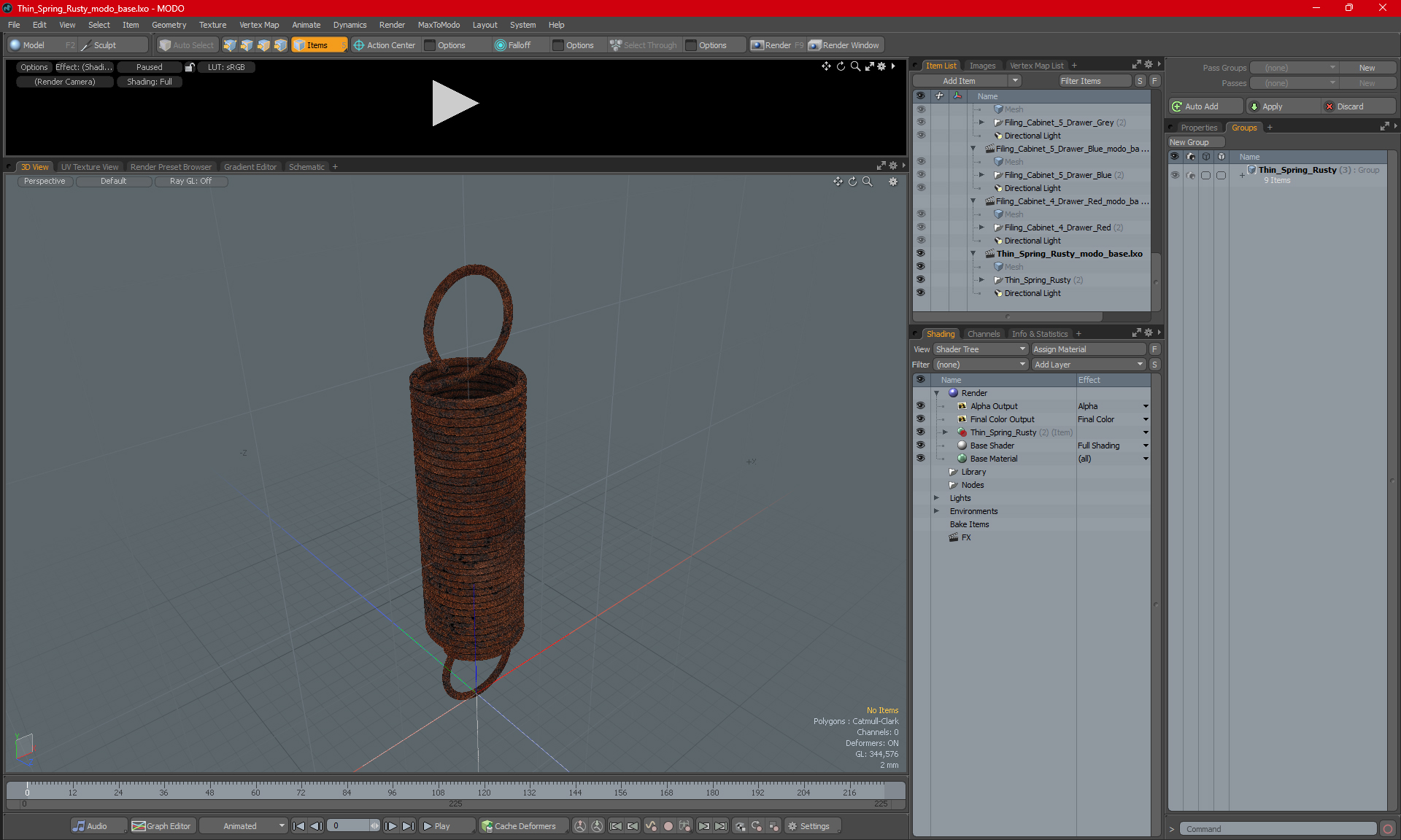 Thin Spring Rusty 3D