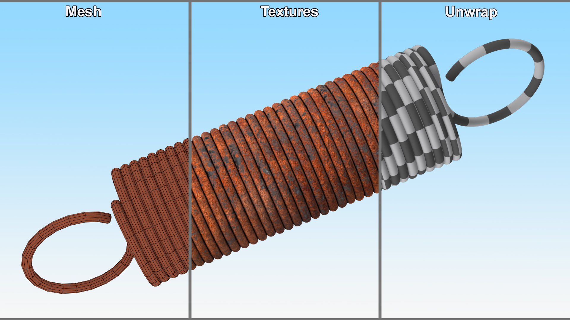 Thin Spring Rusty 3D