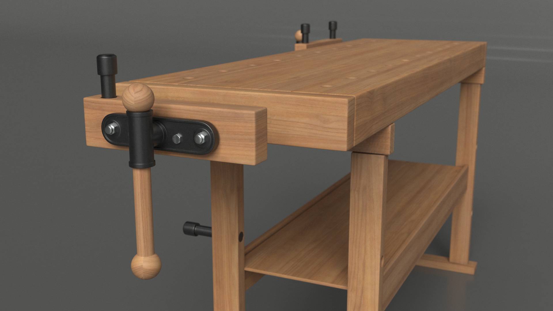 3D Oak Carpentry Workbench model