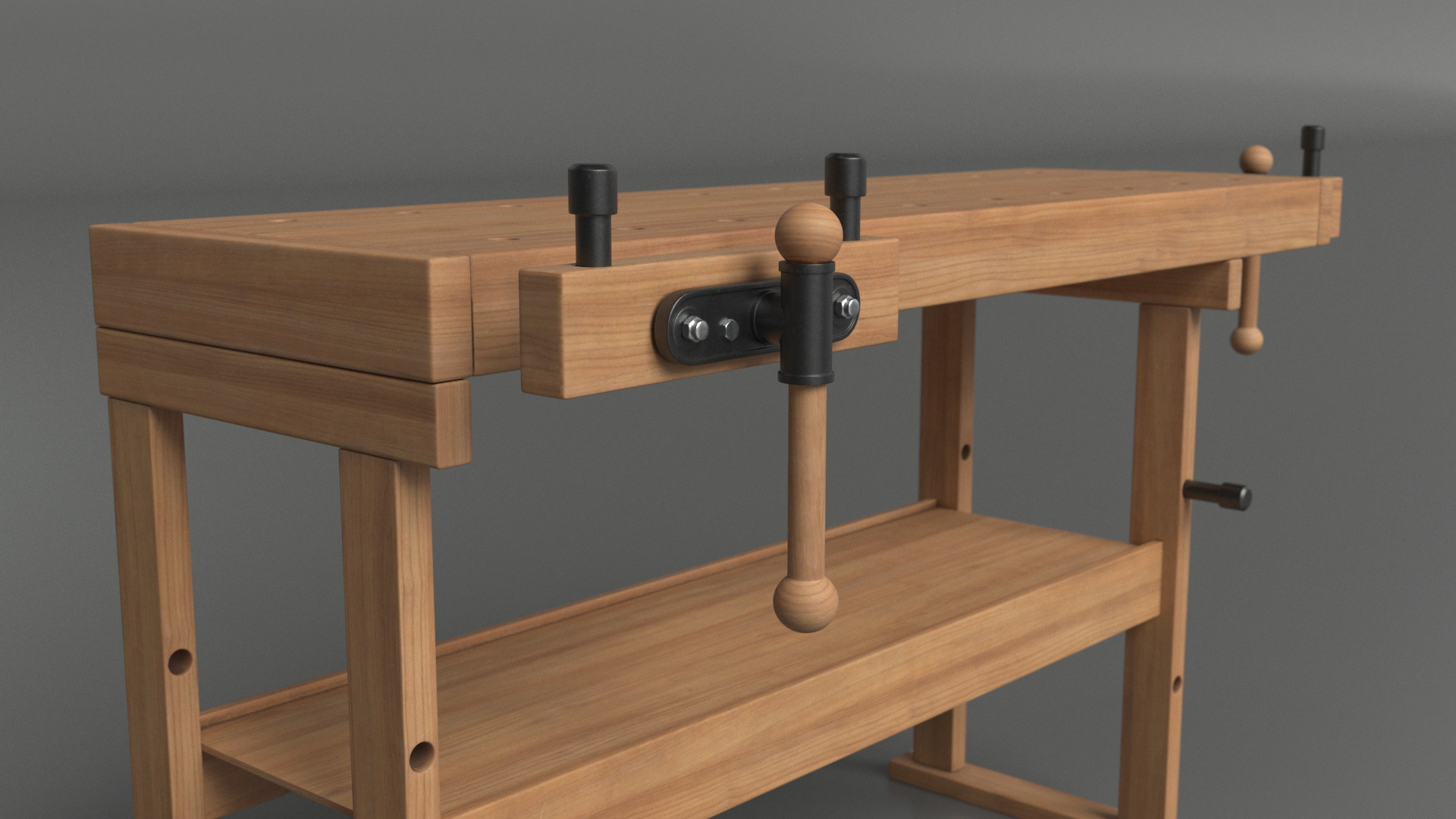 3D Oak Carpentry Workbench model