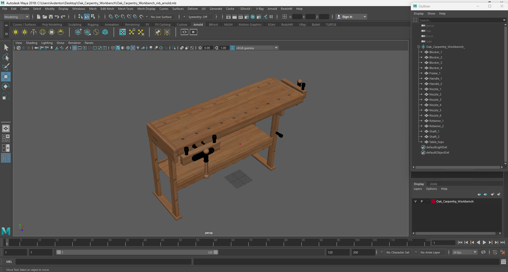 3D Oak Carpentry Workbench model