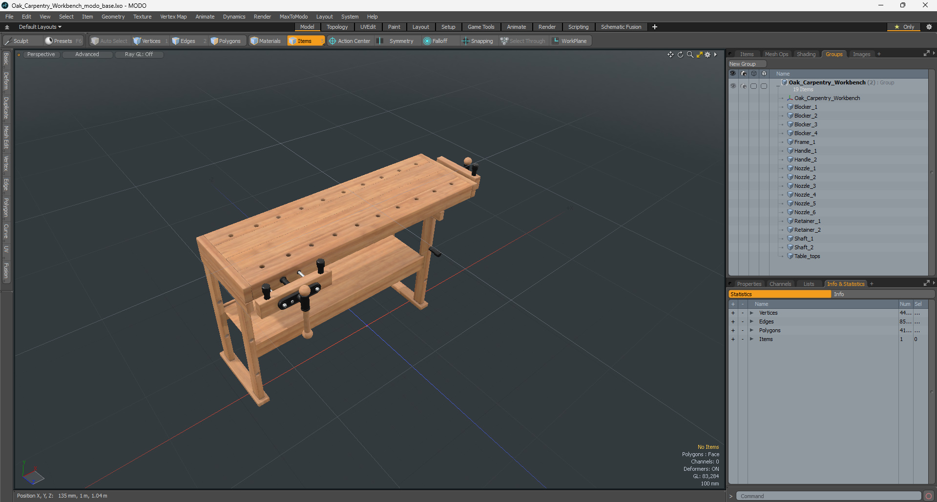 3D Oak Carpentry Workbench model