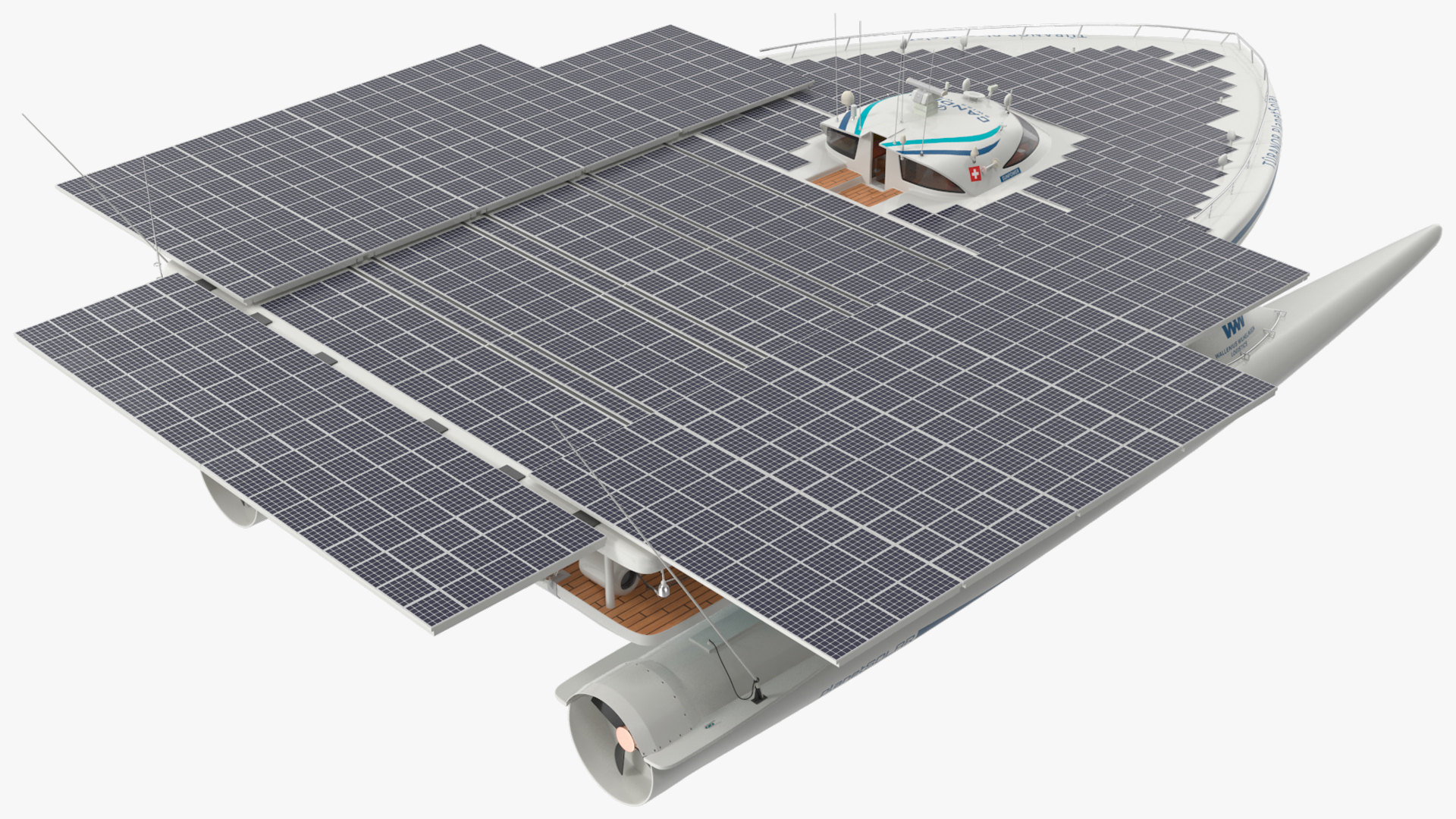 Electric Yacht PlanetSolar Rigged for Maya 3D