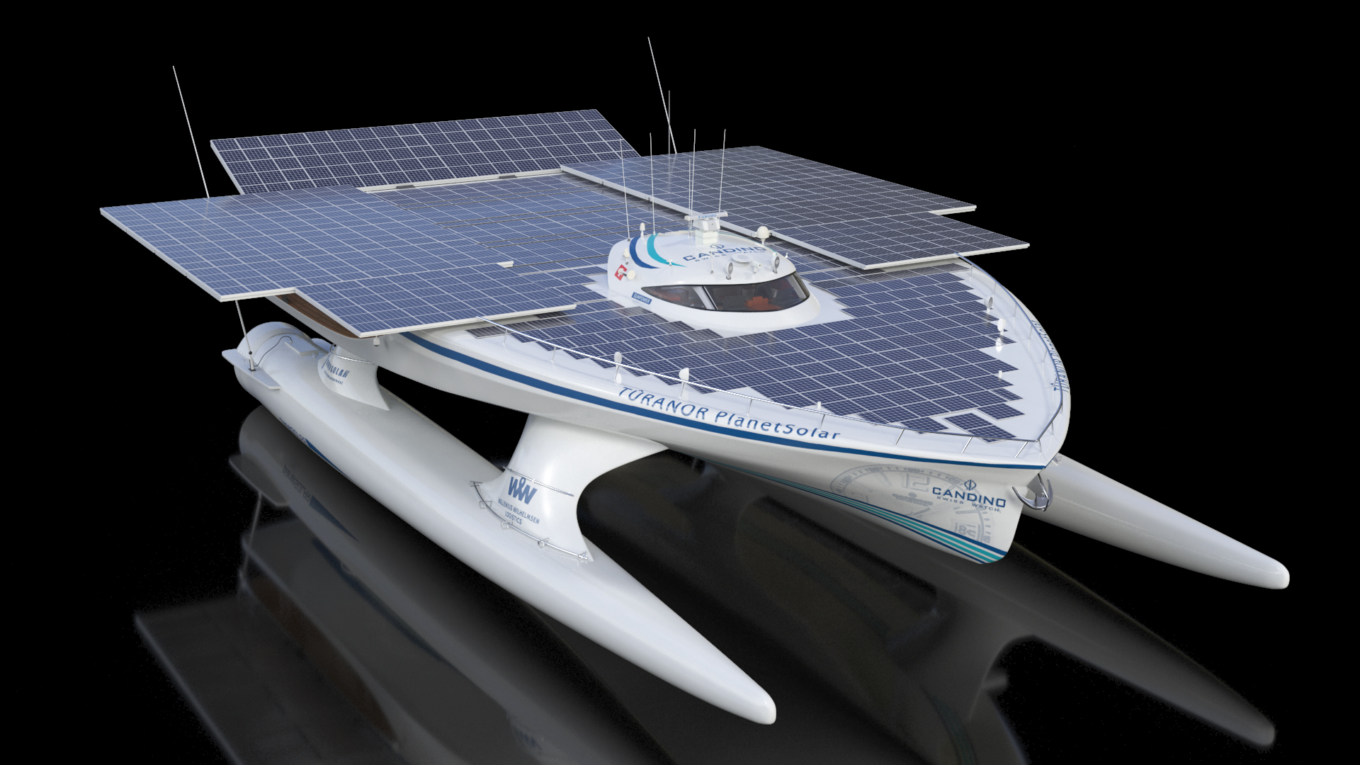 Electric Yacht PlanetSolar Rigged for Maya 3D
