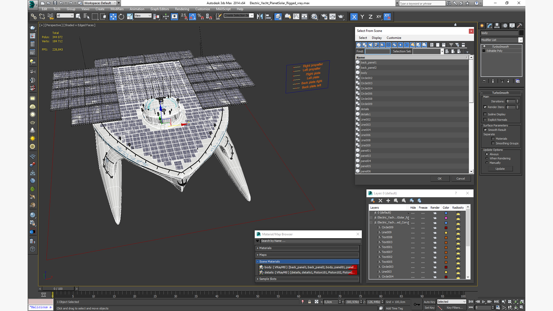 Electric Yacht PlanetSolar Rigged for Maya 3D