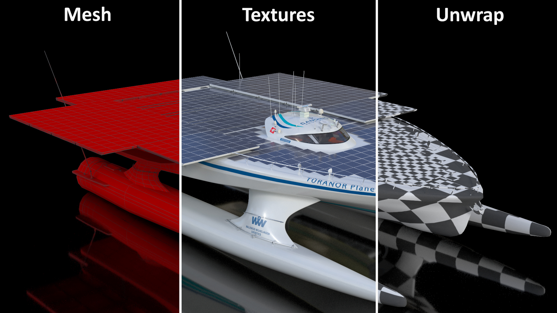 Electric Yacht PlanetSolar Rigged for Maya 3D