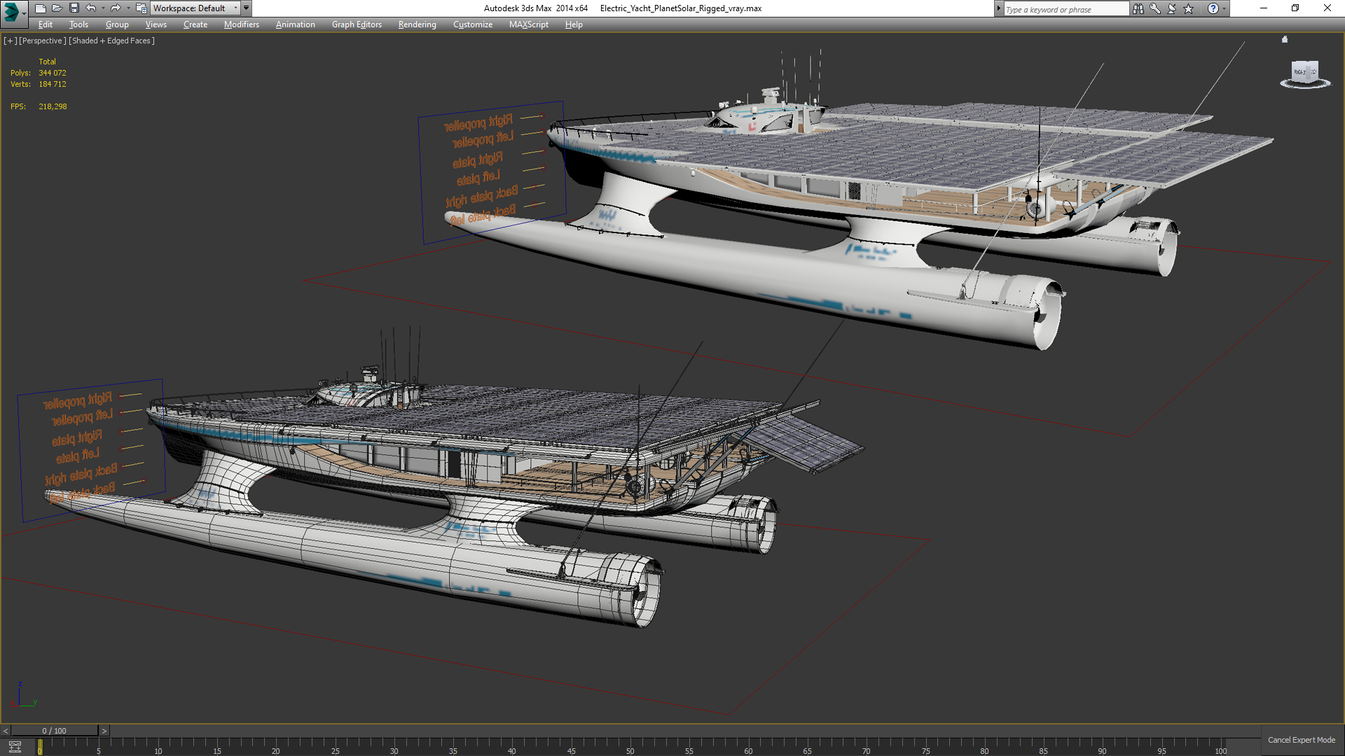 Electric Yacht PlanetSolar Rigged for Maya 3D