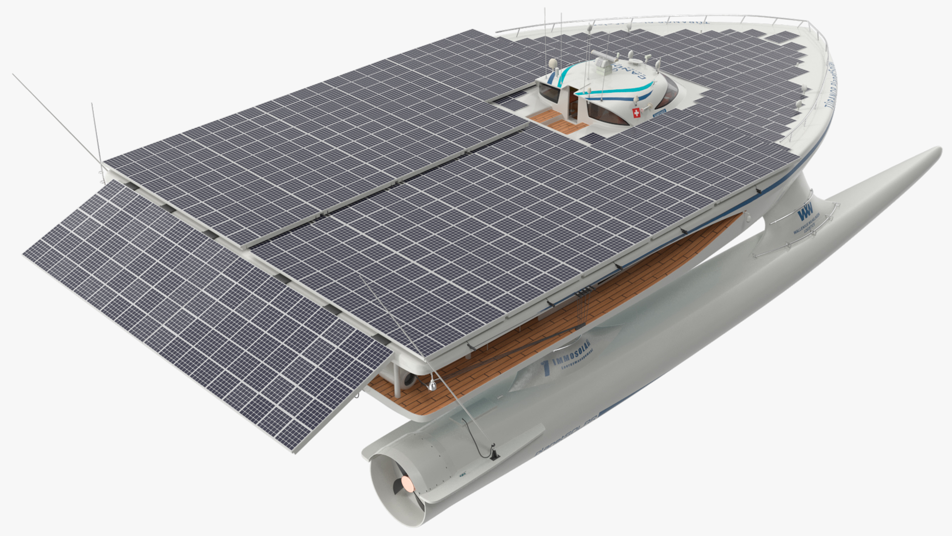 Electric Yacht PlanetSolar Rigged for Maya 3D