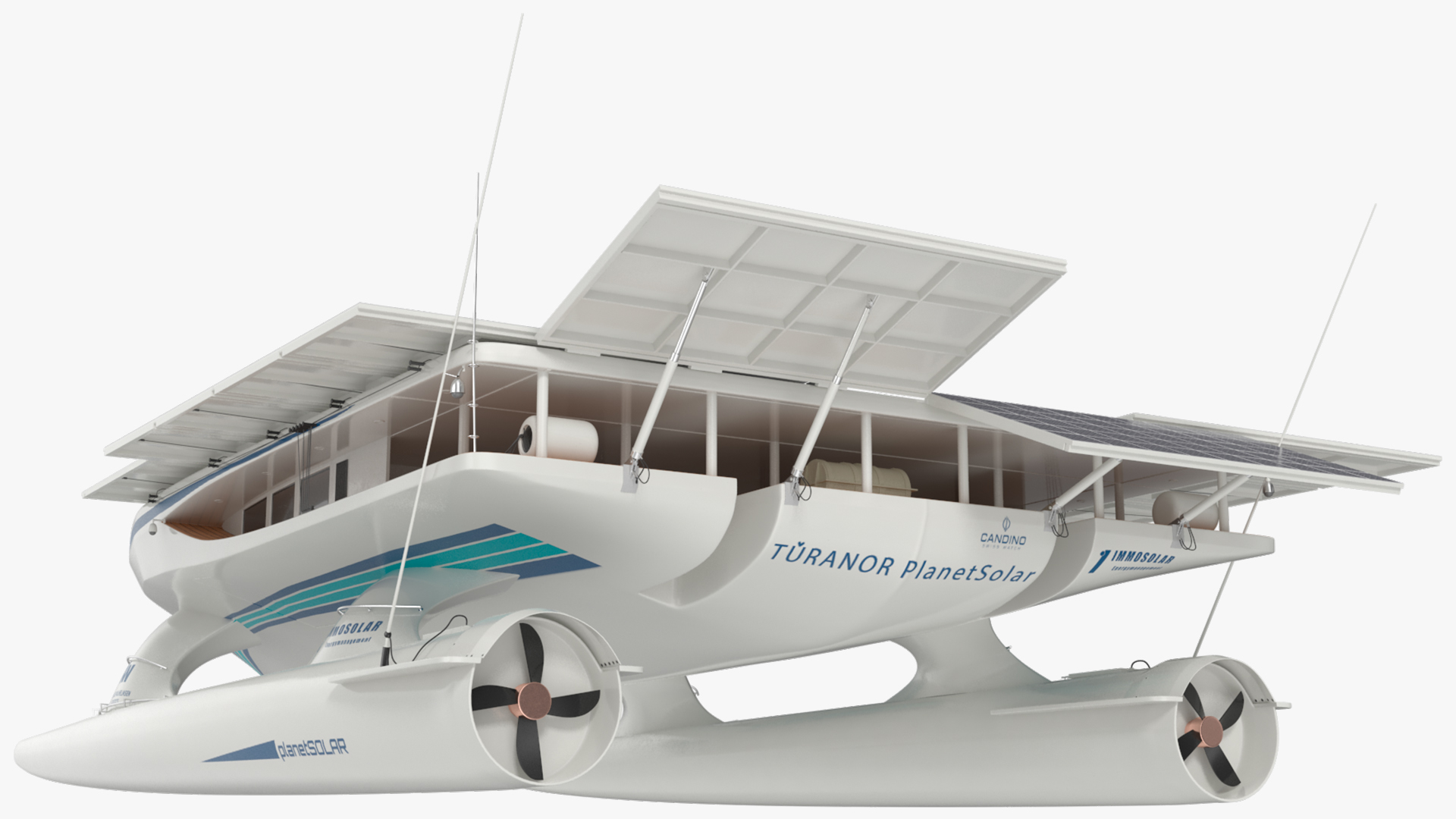 Electric Yacht PlanetSolar Rigged for Maya 3D