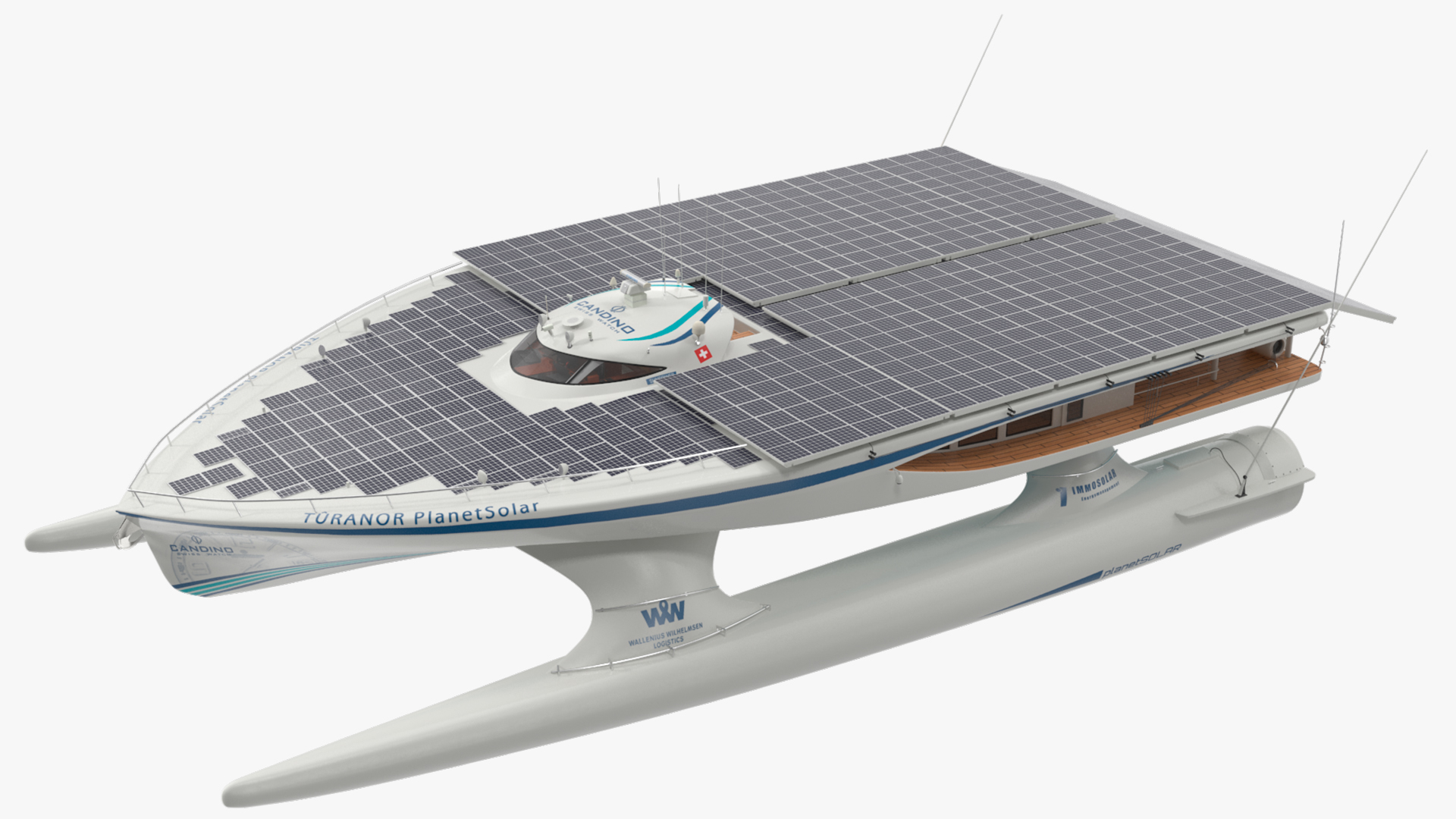 Electric Yacht PlanetSolar Rigged for Maya 3D