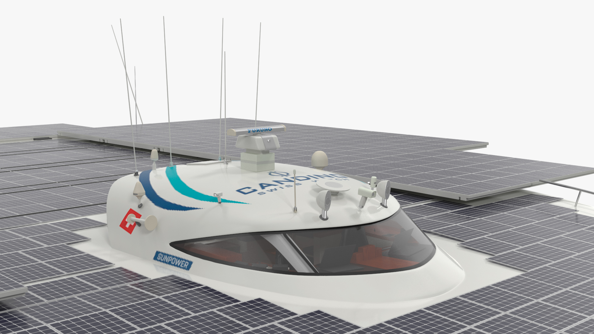 Electric Yacht PlanetSolar Rigged for Maya 3D