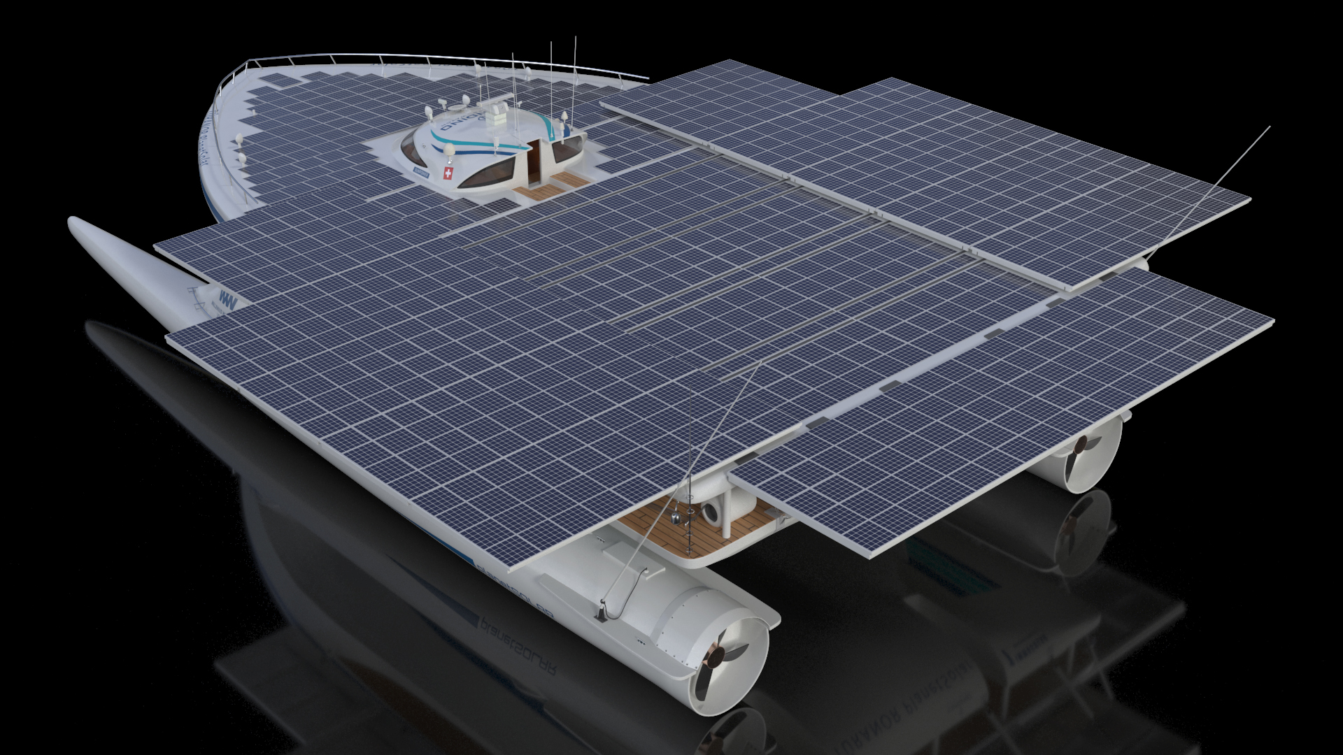 Electric Yacht PlanetSolar Rigged for Maya 3D