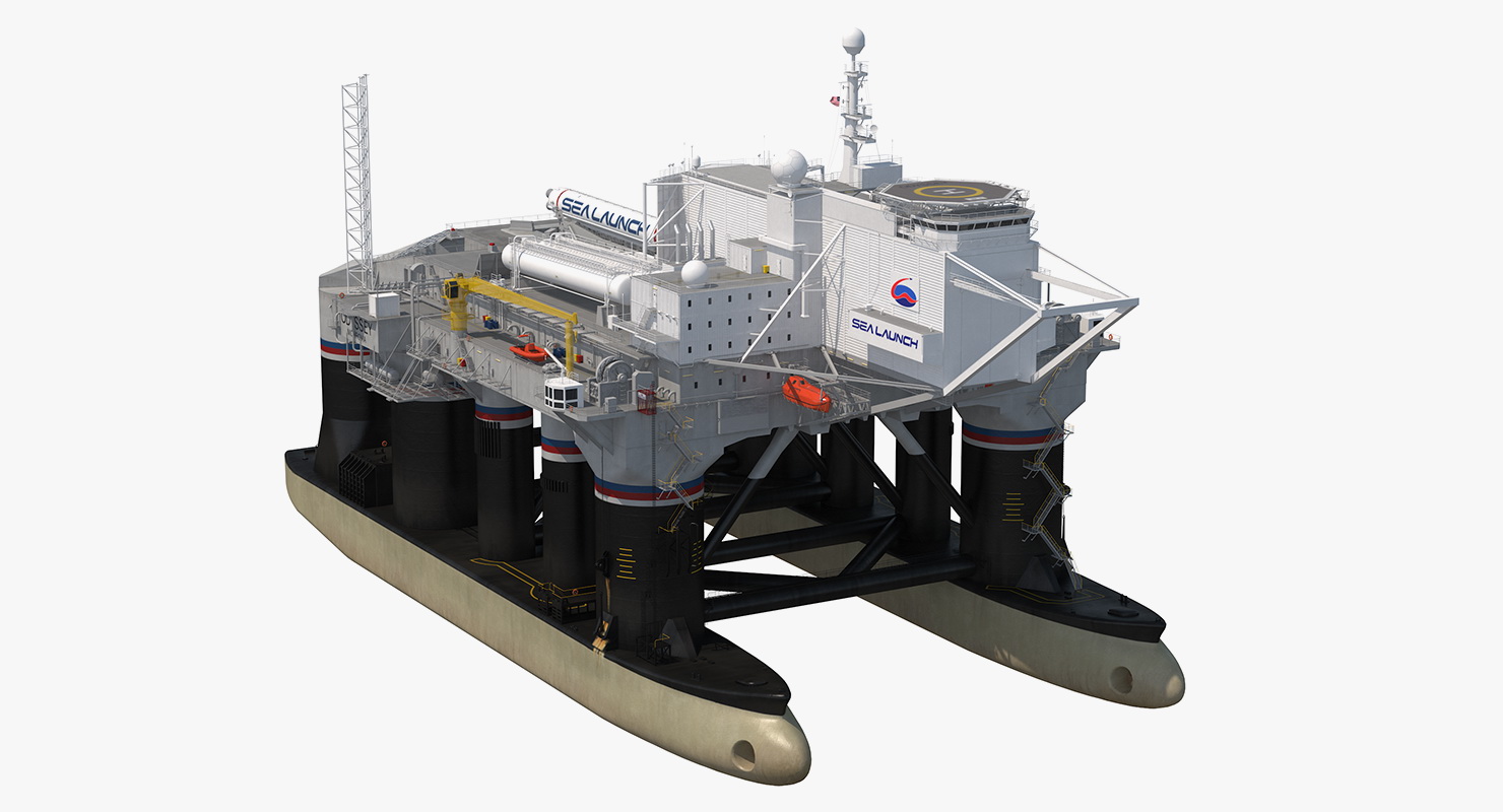Odyssey Sea Launch Platform with Zenit 3SL Rocket 3D model