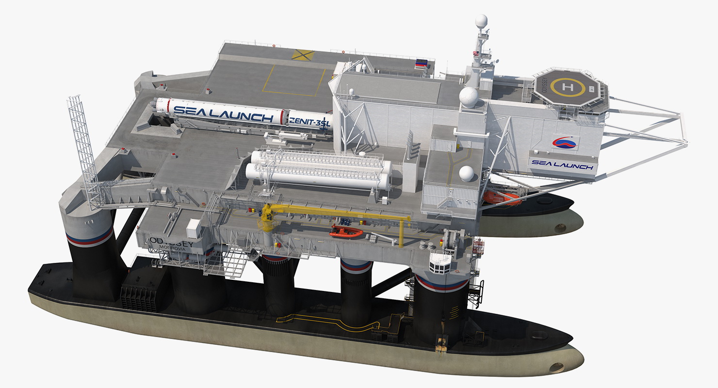 Odyssey Sea Launch Platform with Zenit 3SL Rocket 3D model