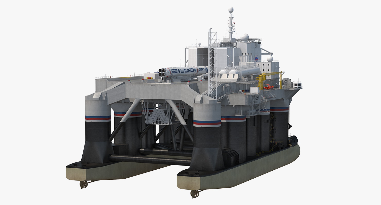 Odyssey Sea Launch Platform with Zenit 3SL Rocket 3D model