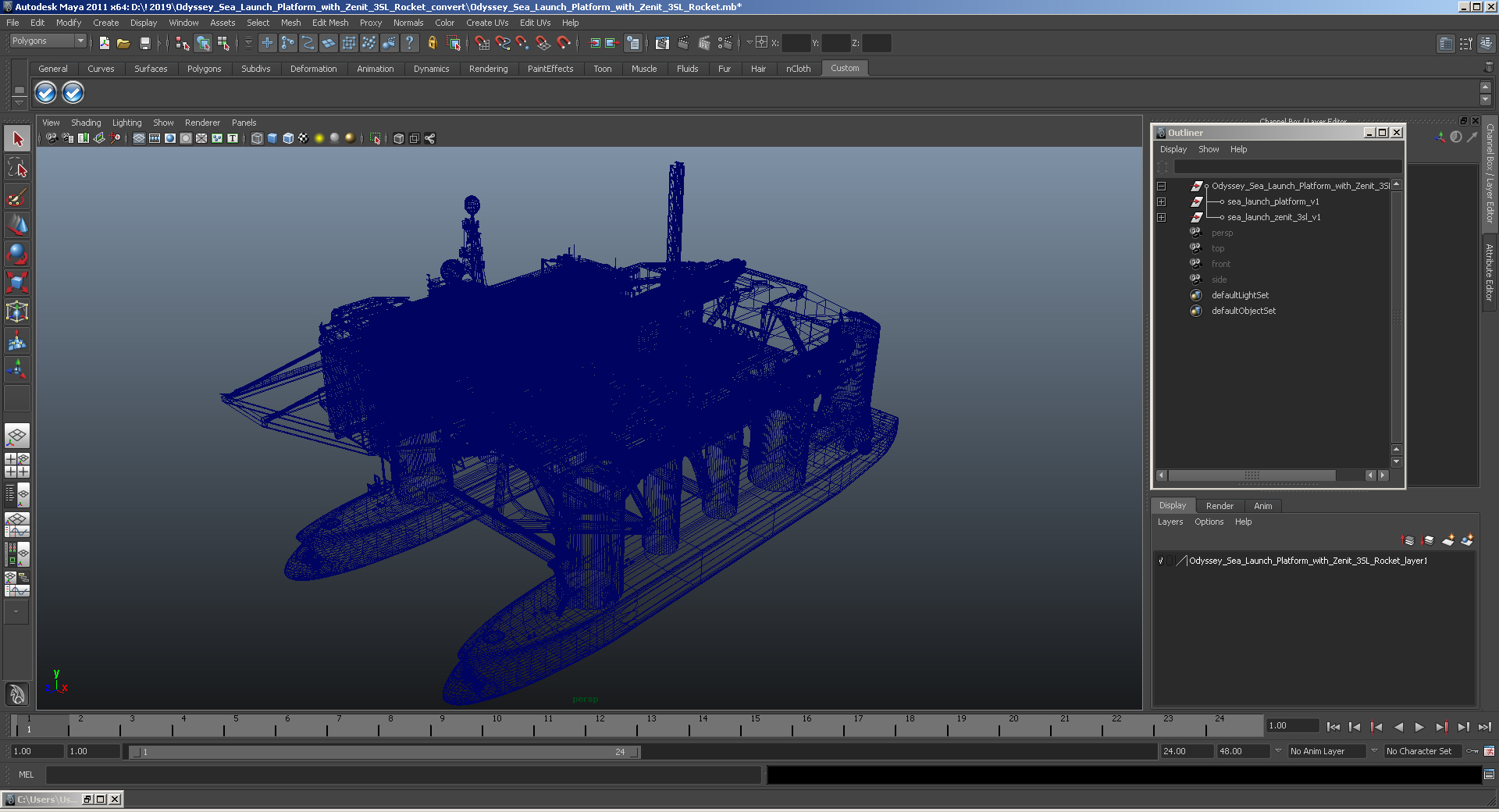 Odyssey Sea Launch Platform with Zenit 3SL Rocket 3D model