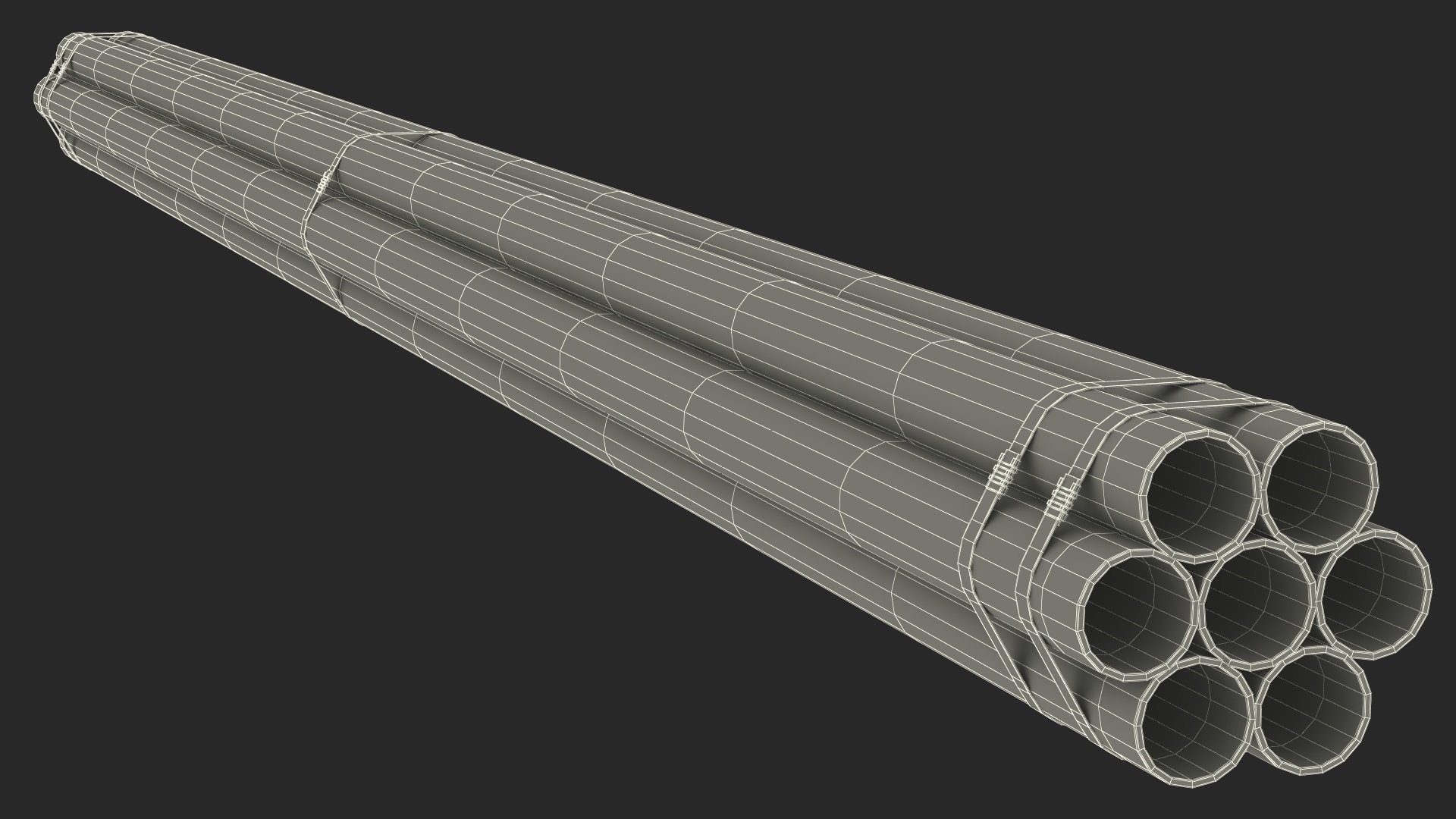 3D Thick Steel Pipes Bundle 6 Meters model