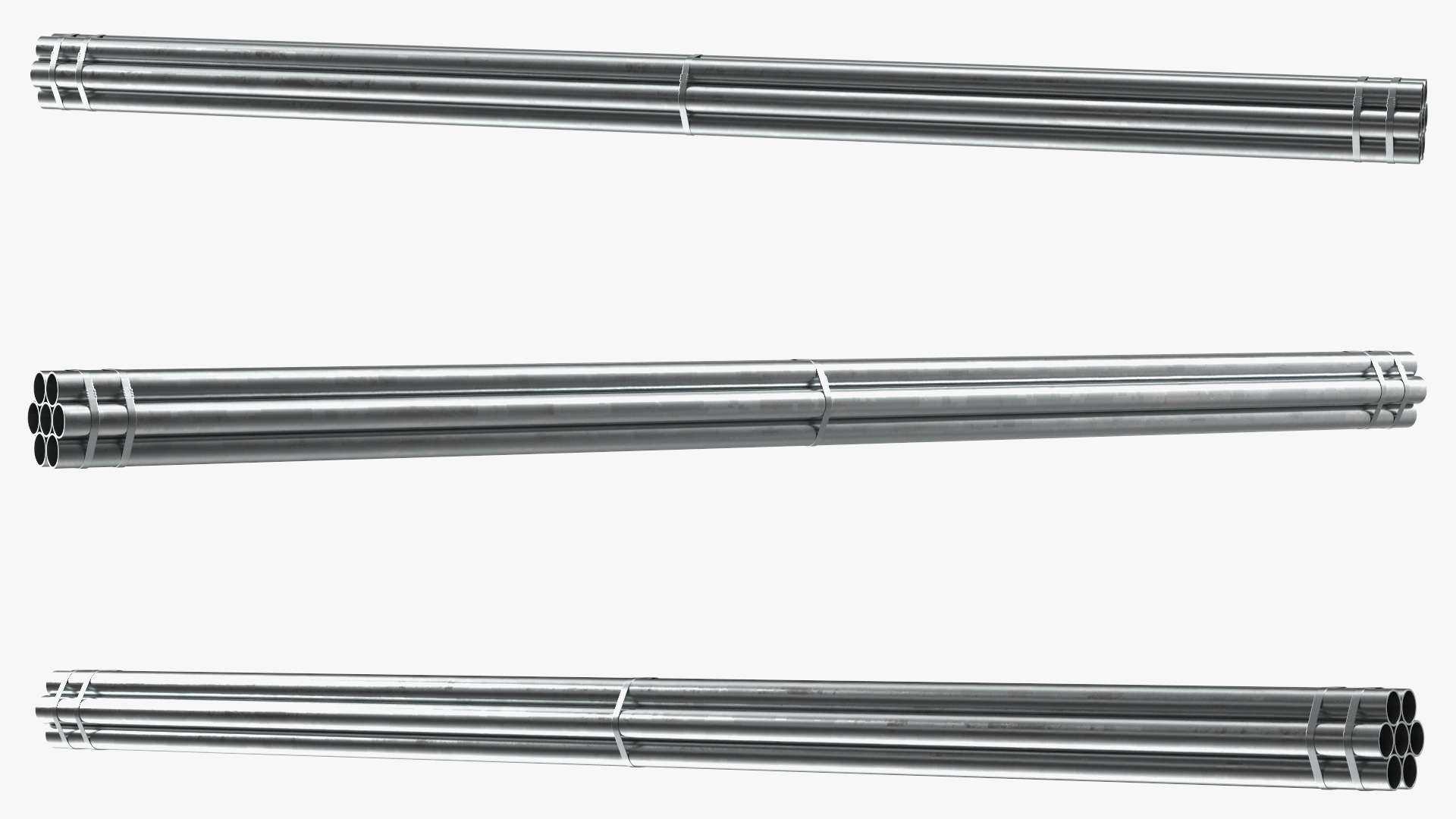 3D Thick Steel Pipes Bundle 6 Meters model