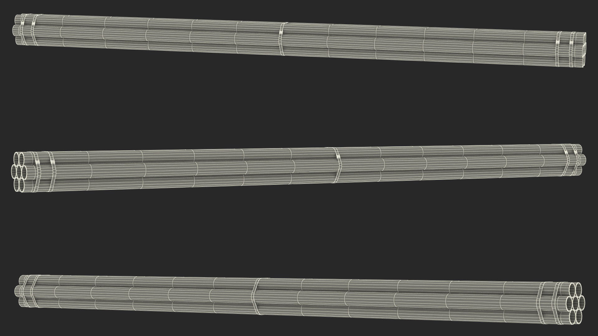 3D Thick Steel Pipes Bundle 6 Meters model