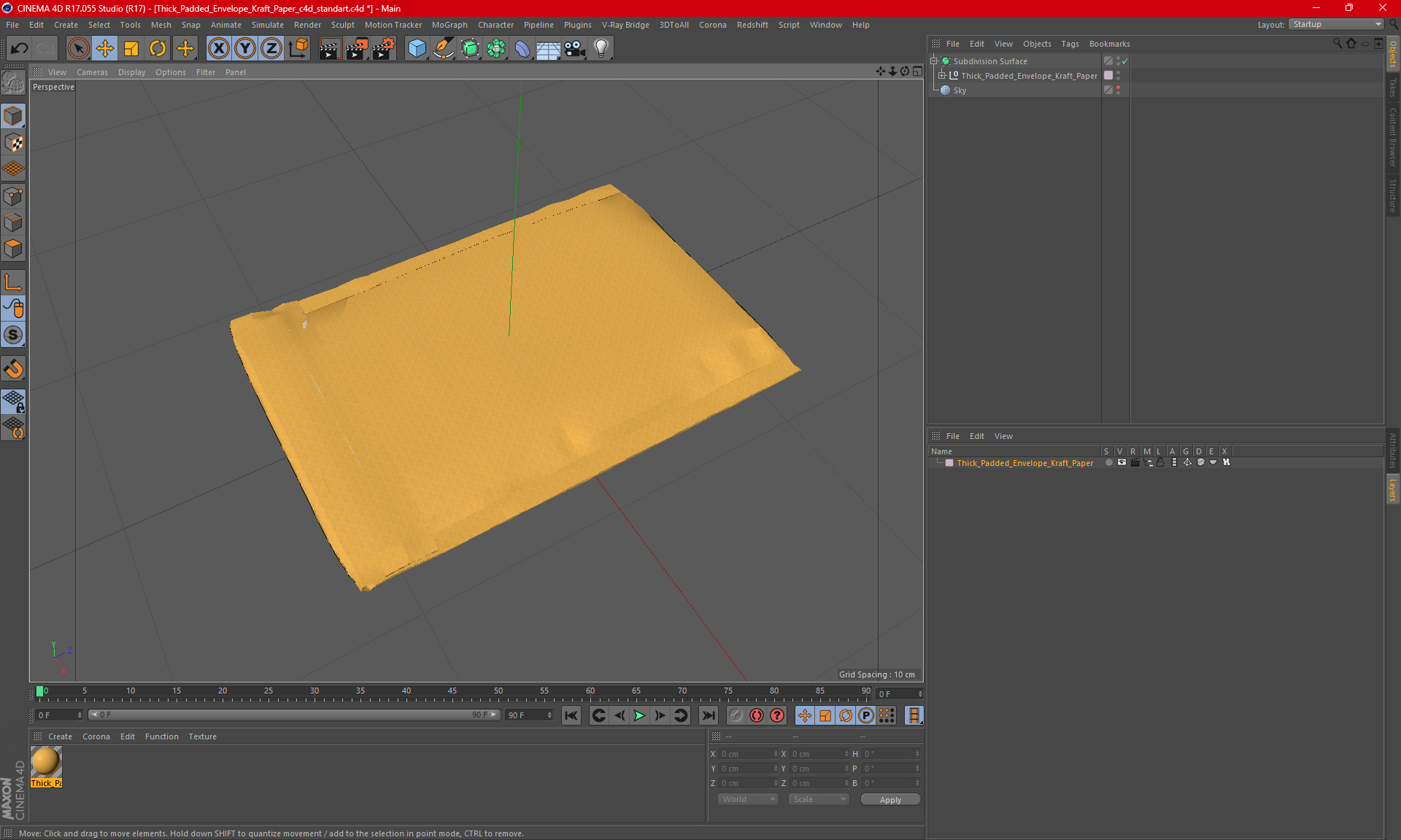 3D Thick Padded Envelope Kraft Paper model