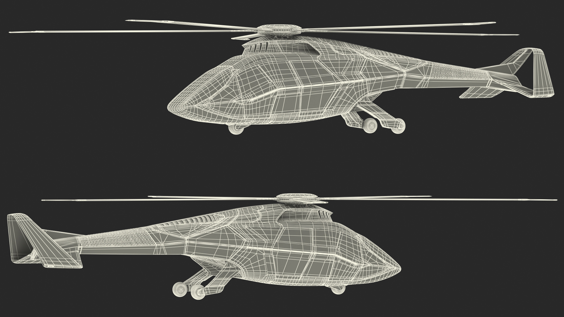 3D model Futuristic Helicopter Concept Simple Interior