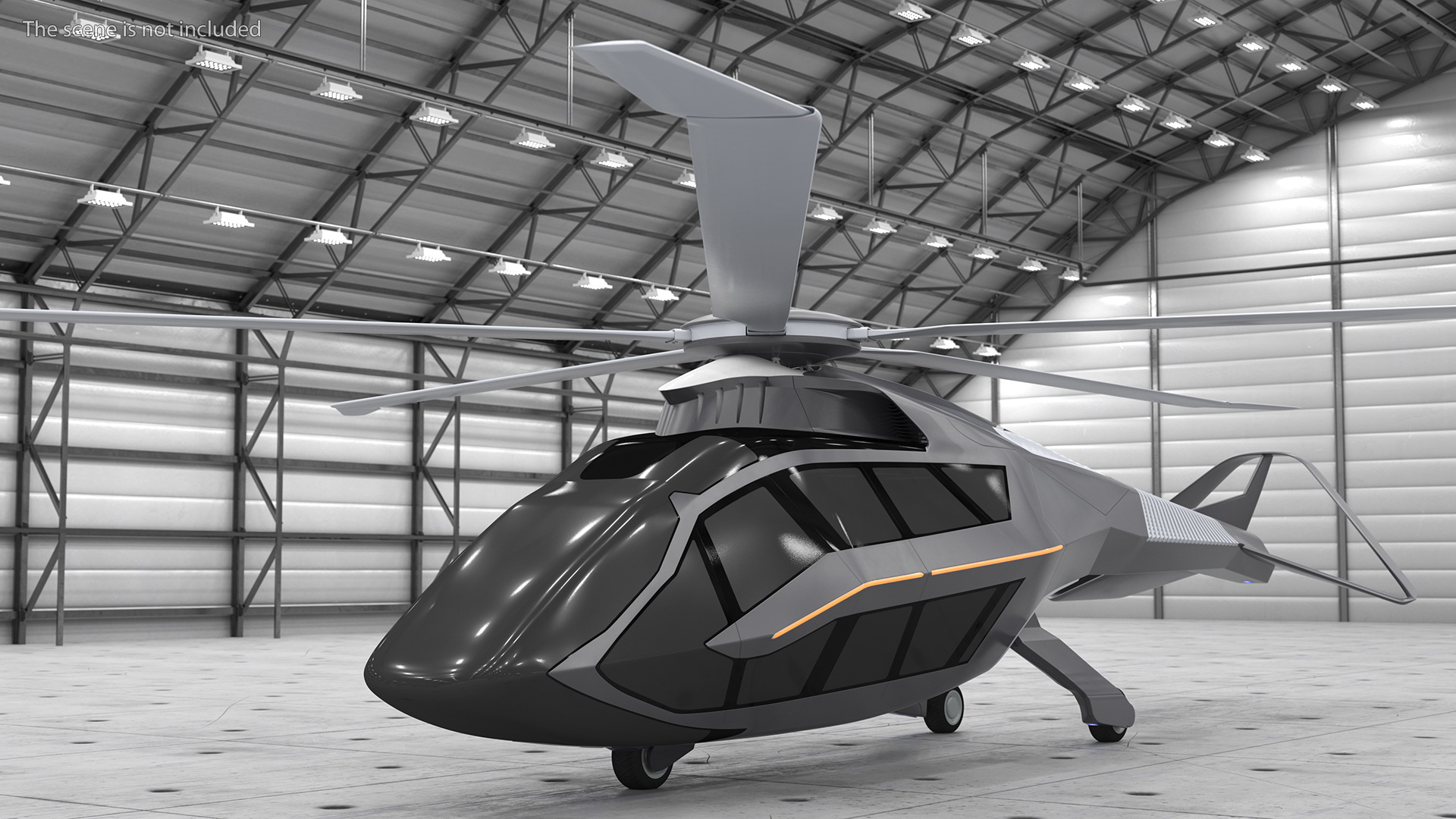 3D model Futuristic Helicopter Concept Simple Interior