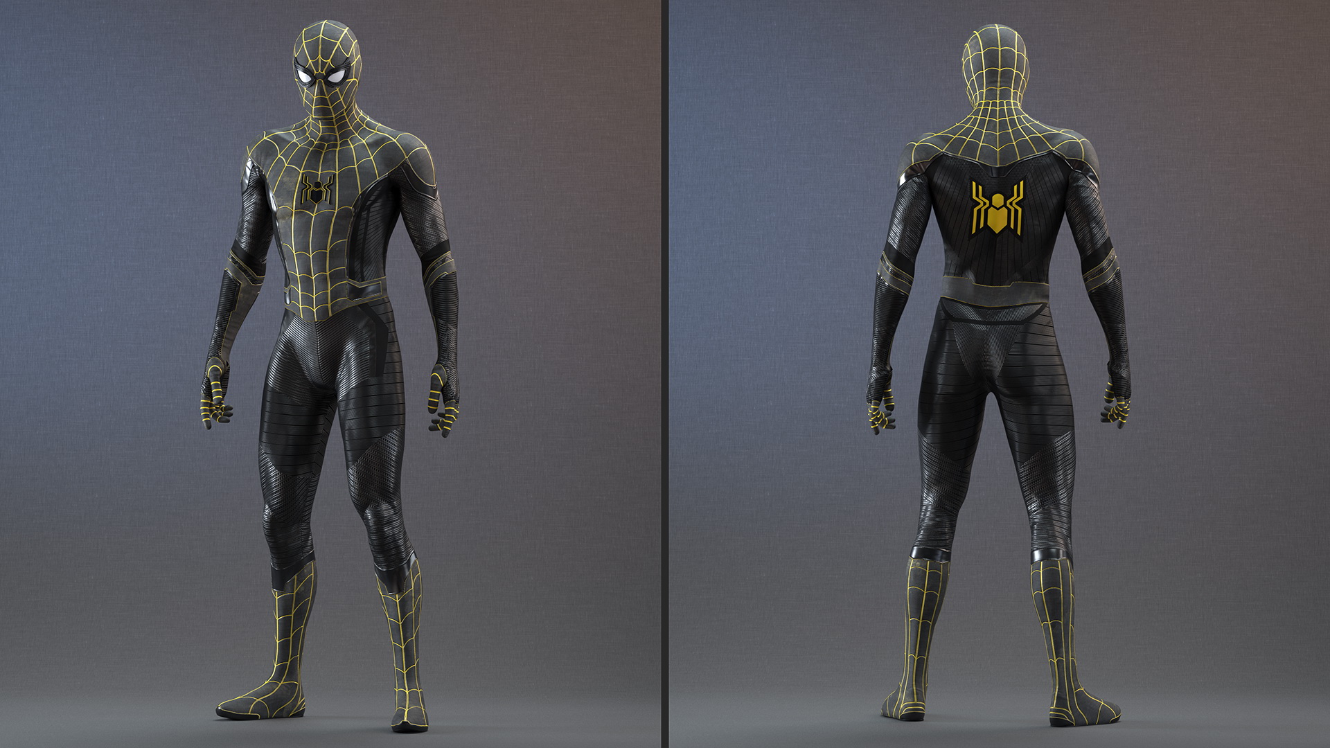 3D Spiderman Black Suit Rigged for Maya