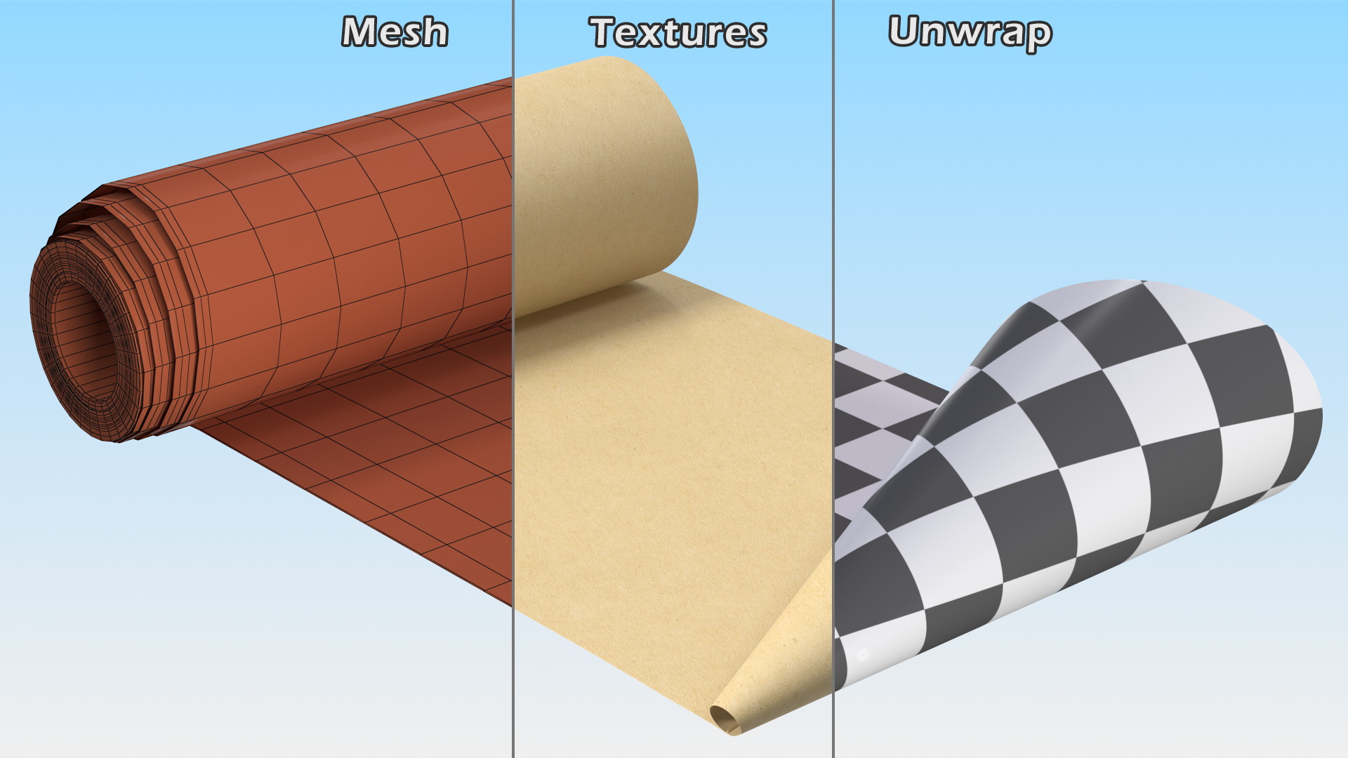 3D Roll of Kraft Paper Unfolded model