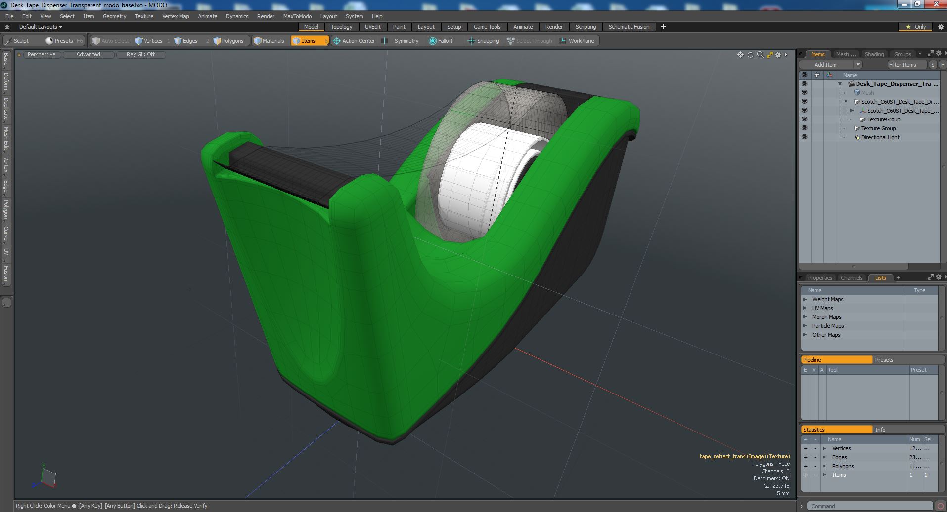 3D Desk Tape Dispenser Transparent