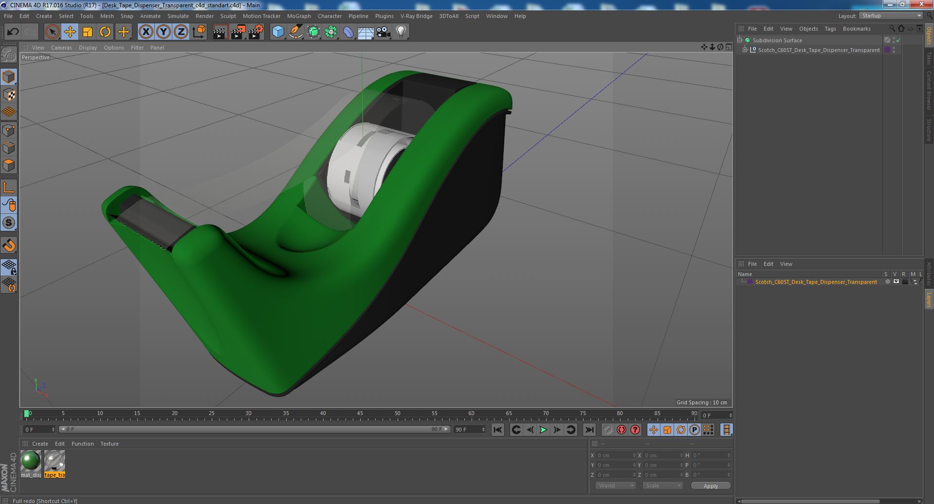 3D Desk Tape Dispenser Transparent