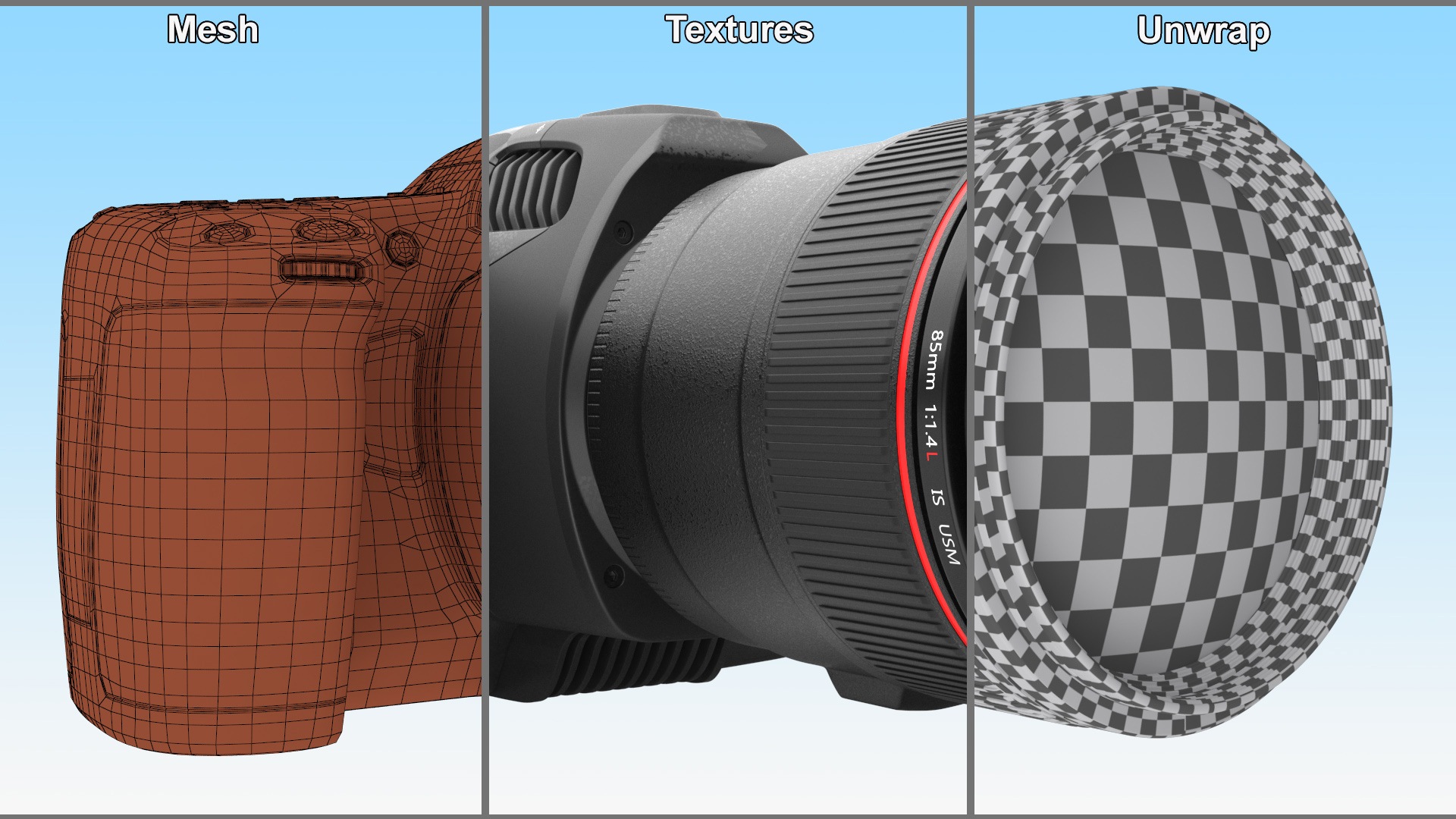3D Modern Professional Camera with Lens