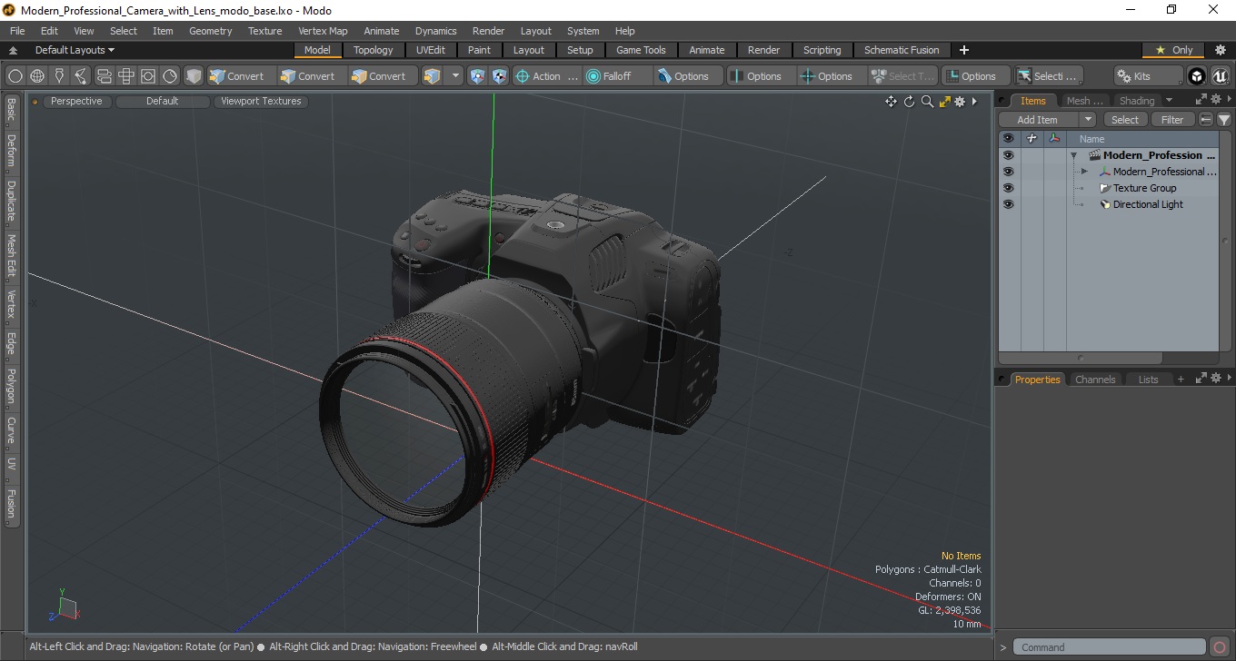3D Modern Professional Camera with Lens