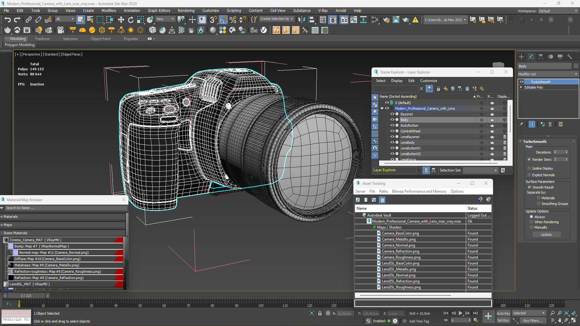 3D Modern Professional Camera with Lens