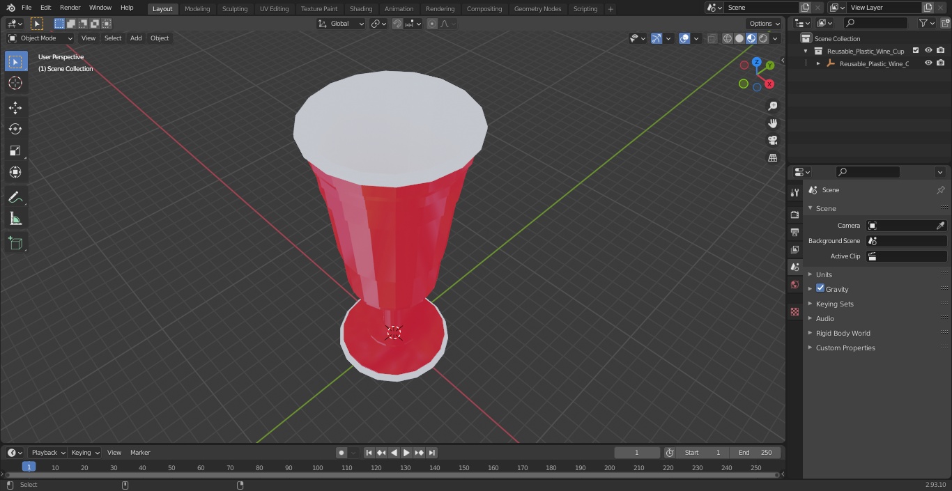 3D model Reusable Plastic Wine Cup